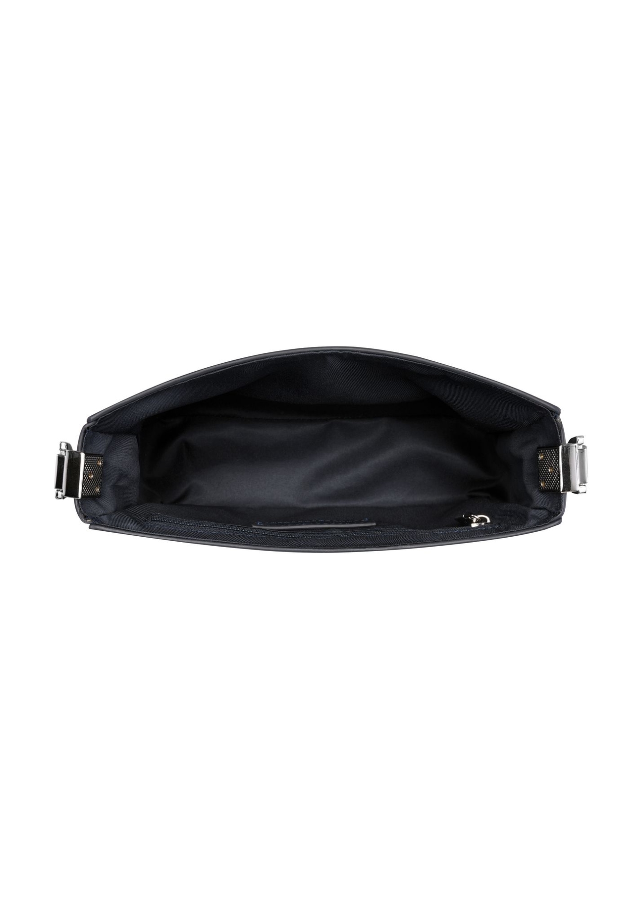 Elegantná dámska kabelka v tmavomodrej farbe TOREC-1251-7E(Z26) - pohľad na produkt zhora, na bielom pozadí.
