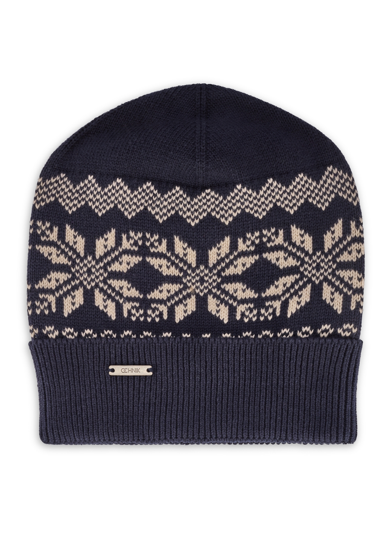 Pánska bavlnená čiapka v námorníckej modrej farbe CZAMT-0090-69(Z25), pohľad na produkt spredu na bielom pozadí.