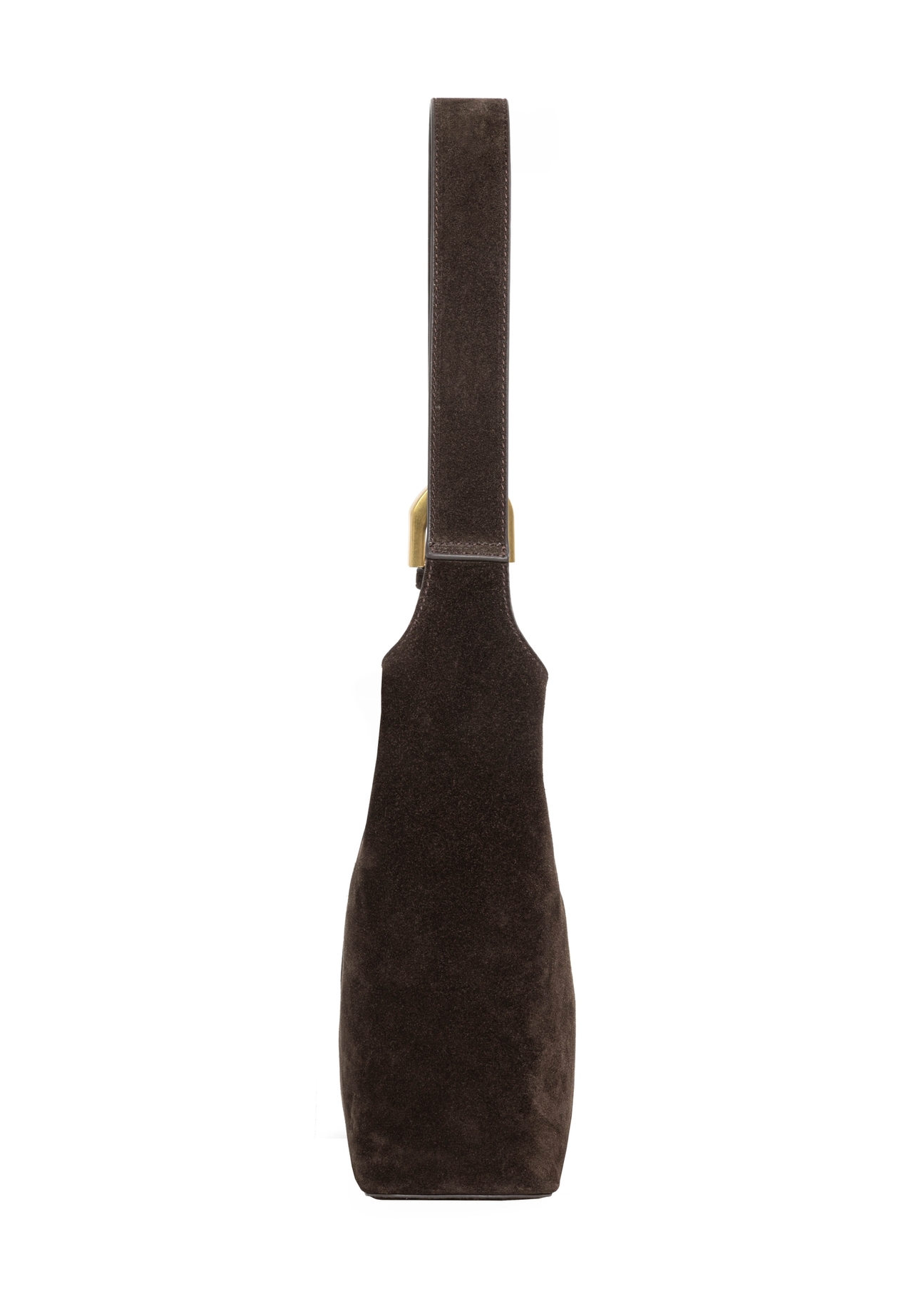 Dámska hnedá semišová kabelka TORES-1421-1I(Z26), bočný pohľad na produkt na bielom pozadí.