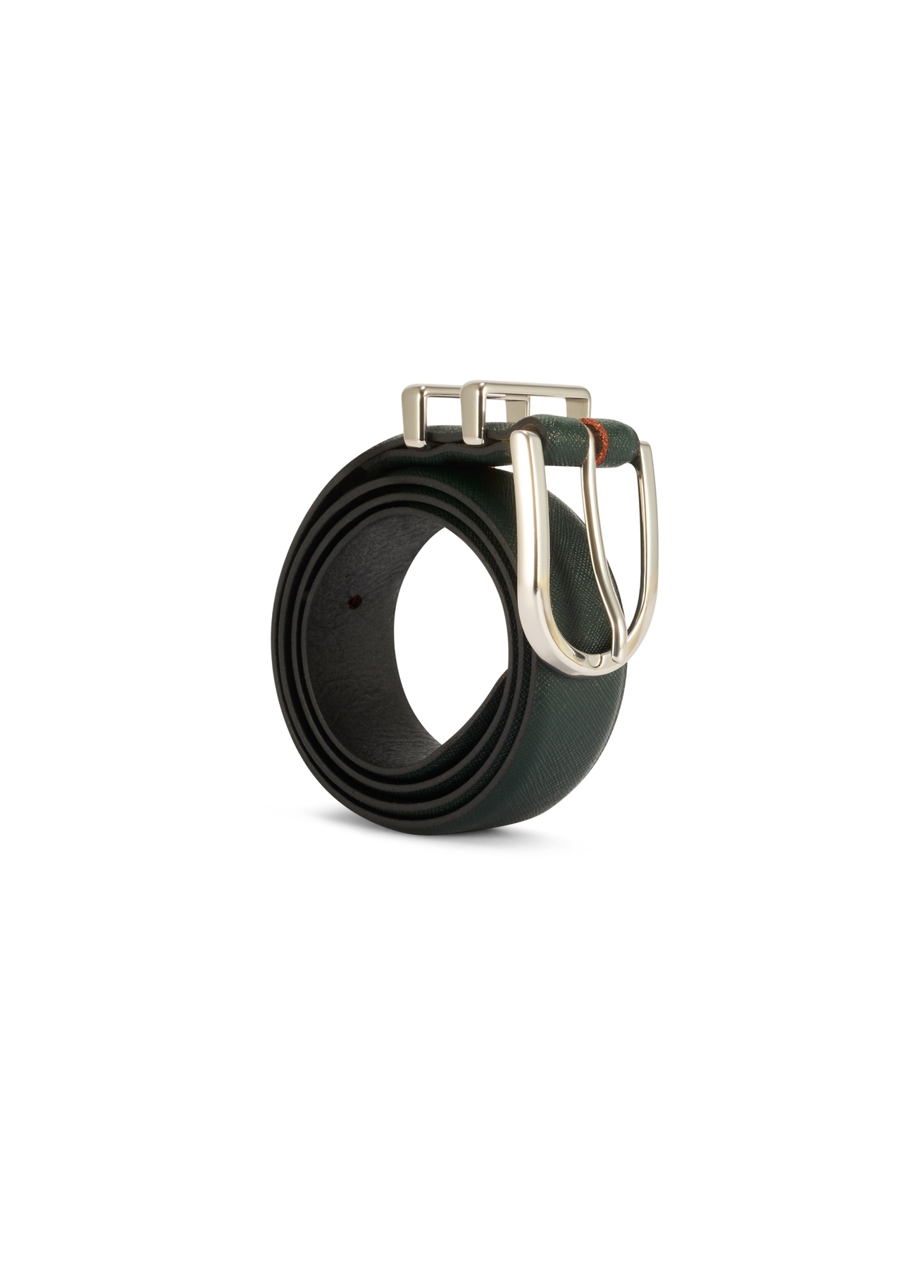 Zelený kožený dámsky opasok PASDS-0159D-54(Z25), diagonálny pohľad na produkt na bielom pozadí.