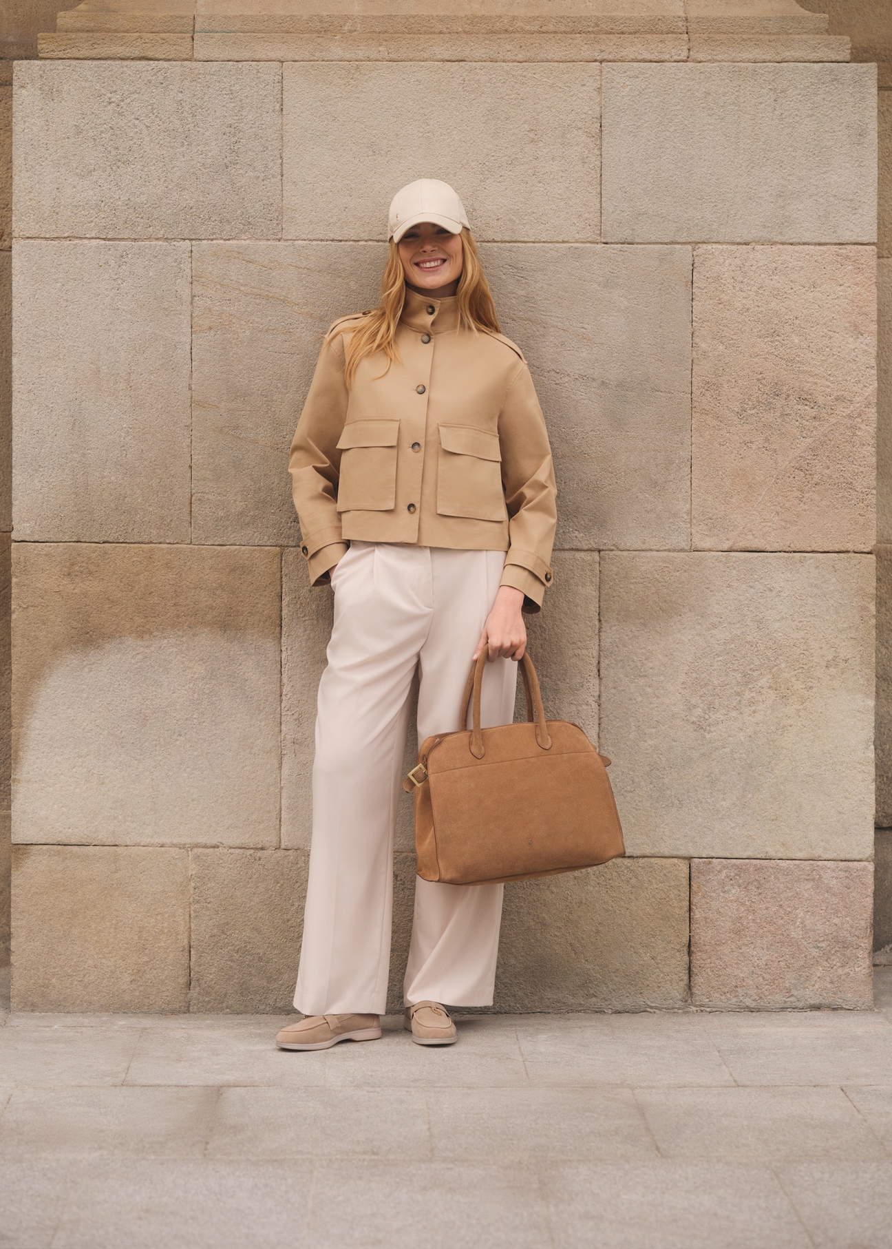 Béžová semišová kabelka TORES-1191-1B(W26)