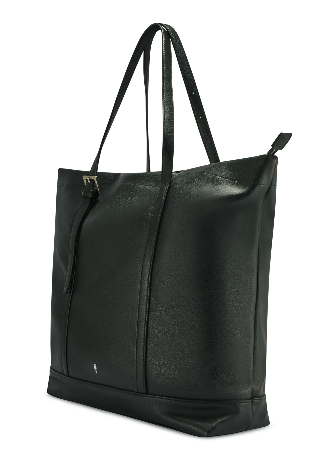 Large black women's shopper handbag TOREC-1067-99(Z25), product view from the front on a white background.