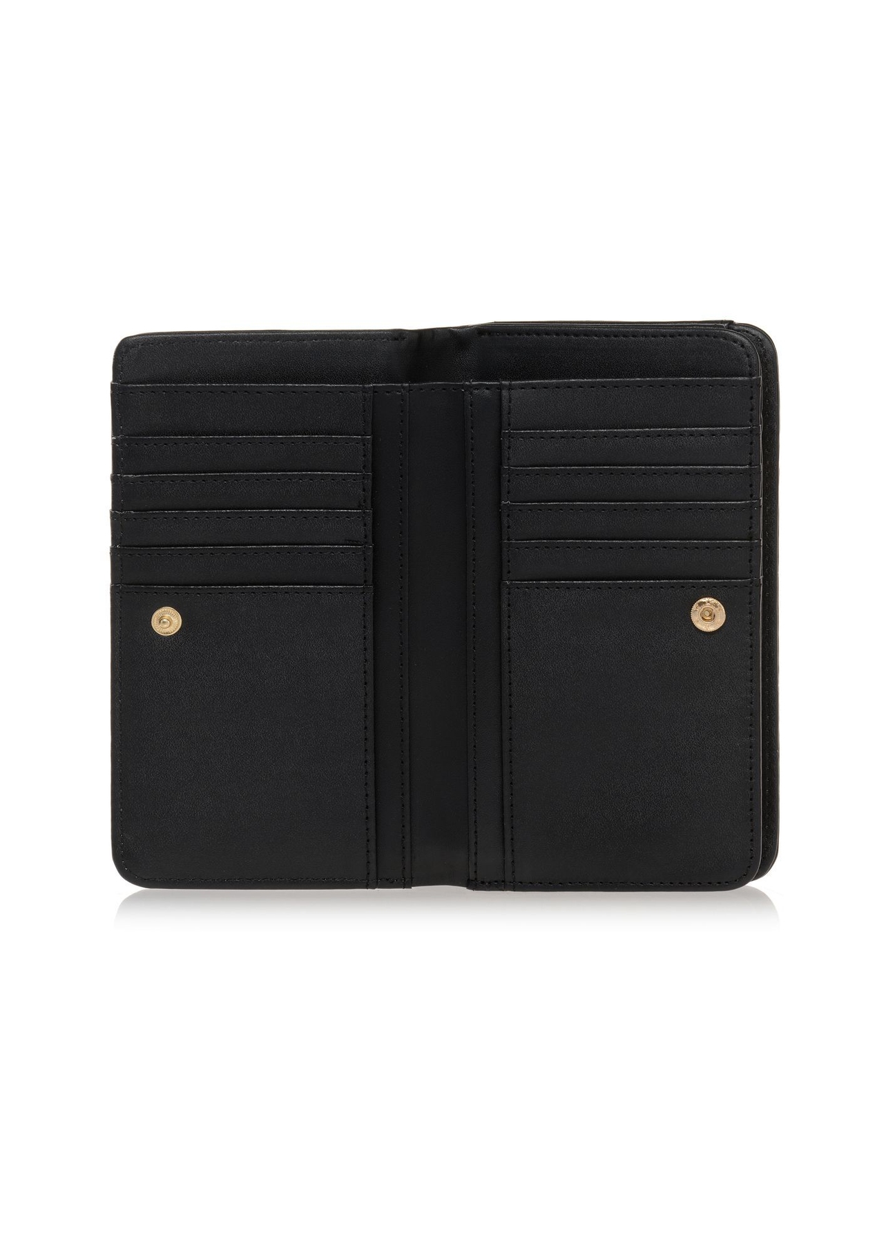 Čierna dámska peňaženka s monogramom POREC-0348A-99(Z25), pohľad na produkt vo vnútri na bielom pozadí.