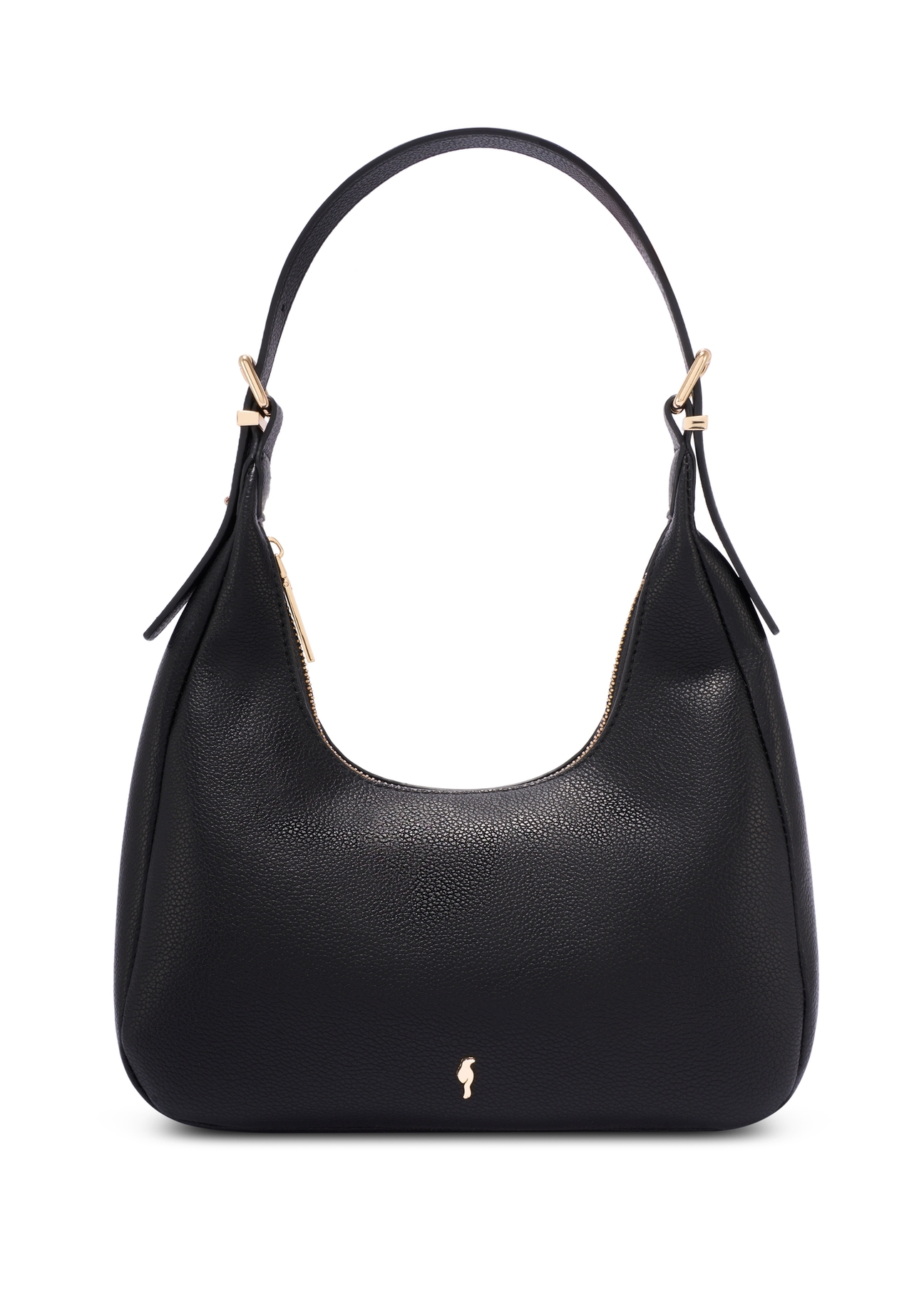 Čierna malá dámska kabelka TOREC-1239-99(W26) - pohľad na produkt spredu, na bielom pozadí.