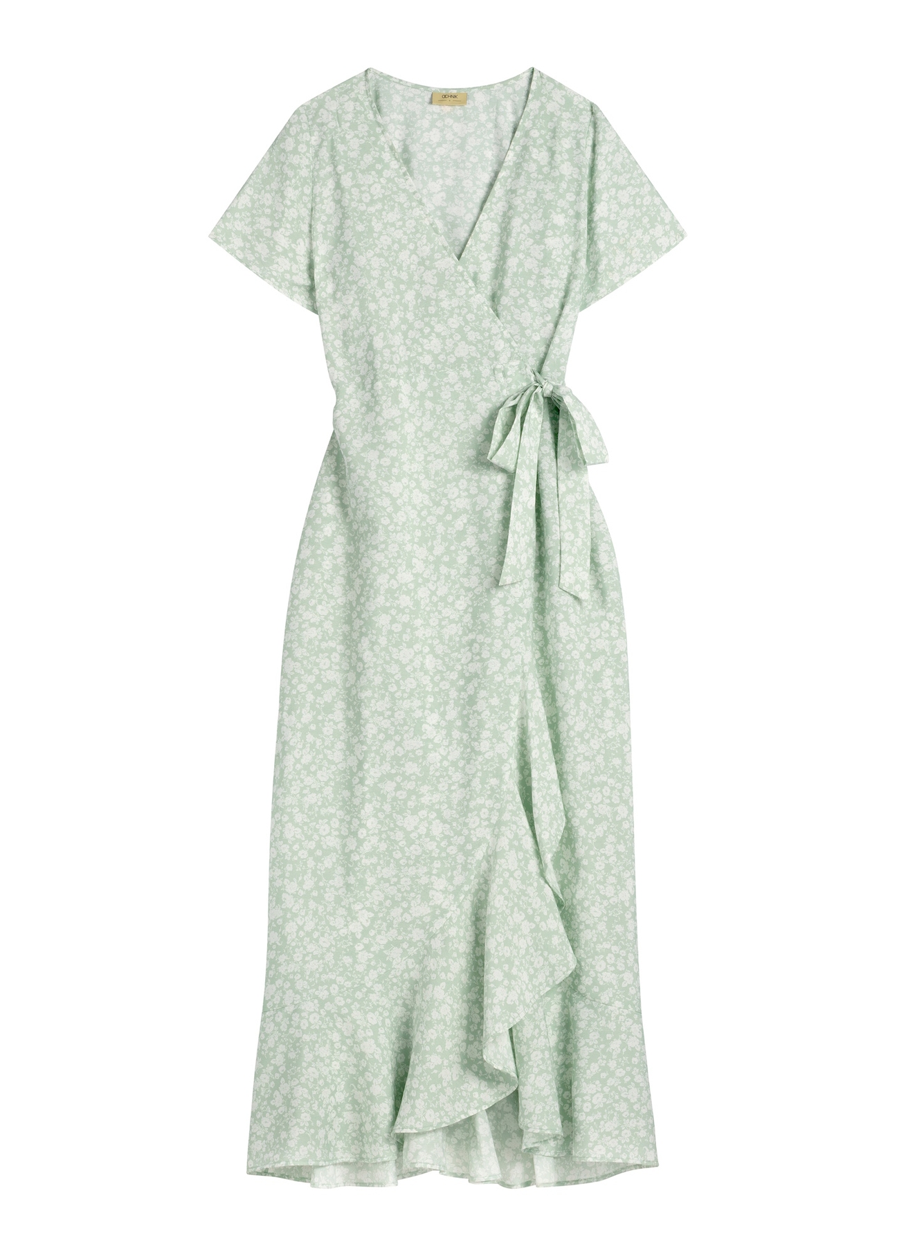 Dlhé kvetinové šaty SUKDT-0233-8P(W26), pohľad spredu na bielom pozadí.