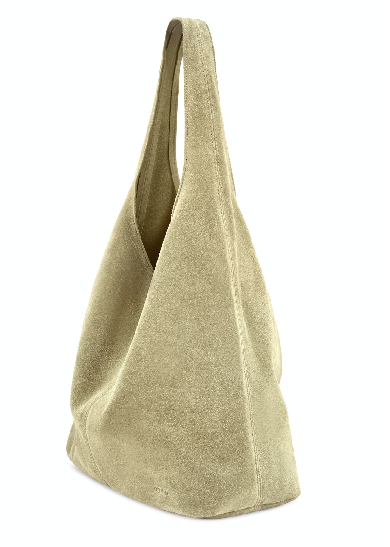 Dámska nákupná taška TORES-1177-8F(W26) z semišu v tmavomodrej farbe, diagonálny pohľad na bielom pozadí.