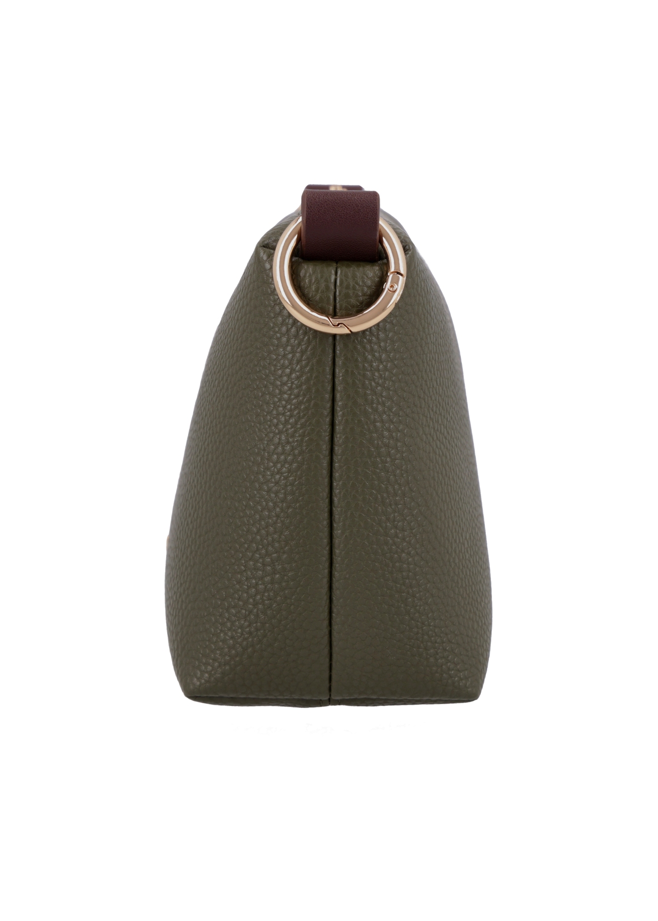 Malá dámska khaki kabelka TOREC-0882-8D(W27), bočný pohľad na produkt na bielom pozadí.