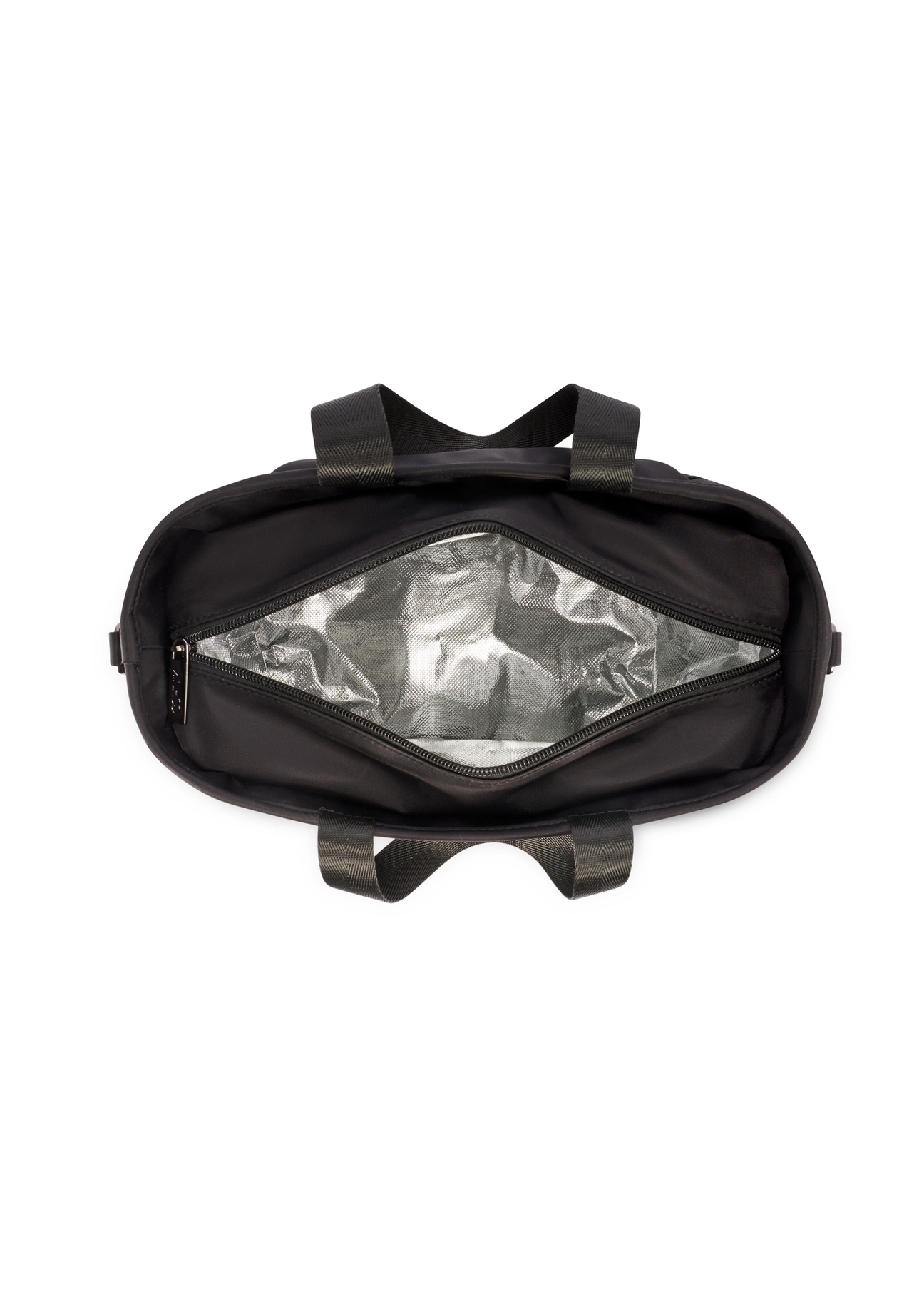 Čierna obedárová taška TOREN-0346-99(W26) - pohľad na produkt zhora, na bielom pozadí.