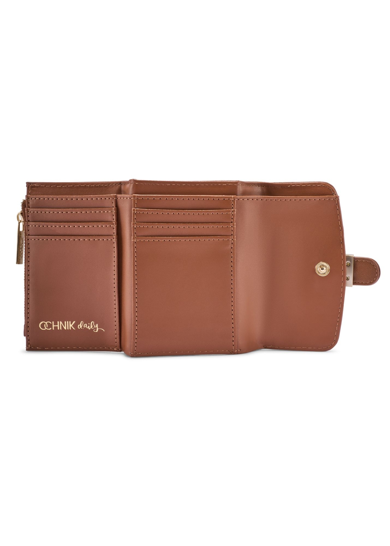 Malá béžová dámska peňaženka POREC-0433-0P(W26) - pohľad na produkt zhora, na bielom pozadí.