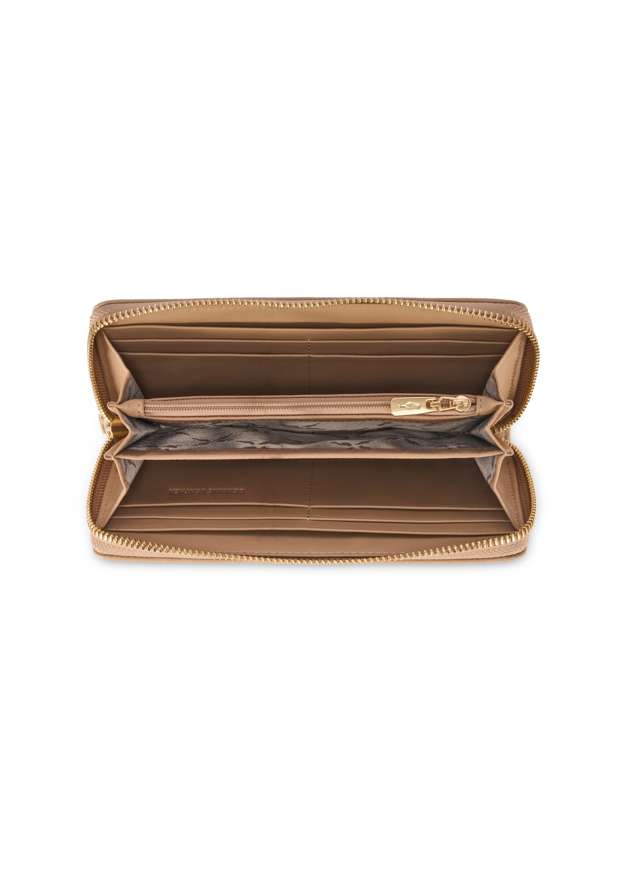 Dámska kožená peňaženka béžovej farby PORES-0800R-1B(W26) - pohľad na produkt zhora, na bielom pozadí.