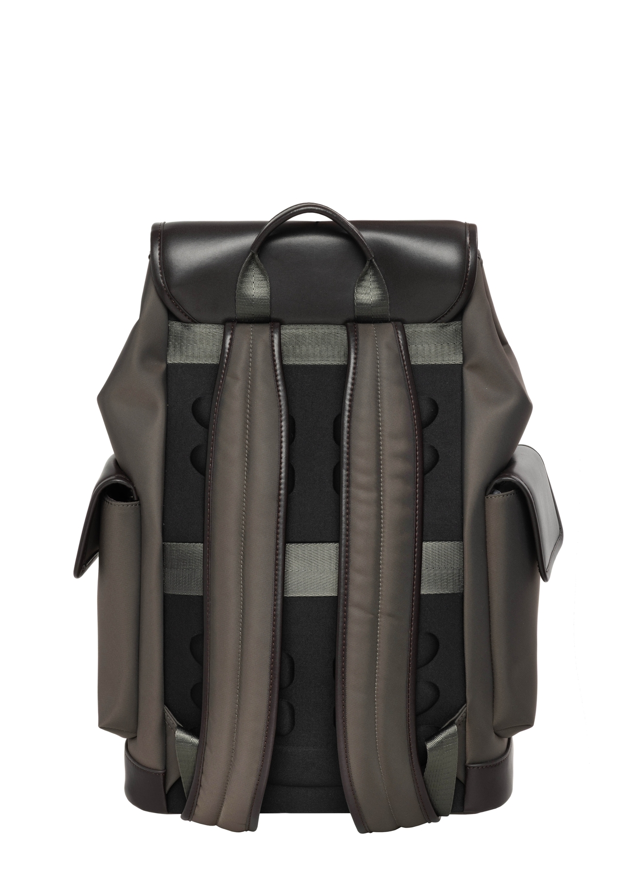 Pánsky khaki batoh TORMN-0436-8B(Z26), pohľad zozadu na produkt na bielom pozadí.