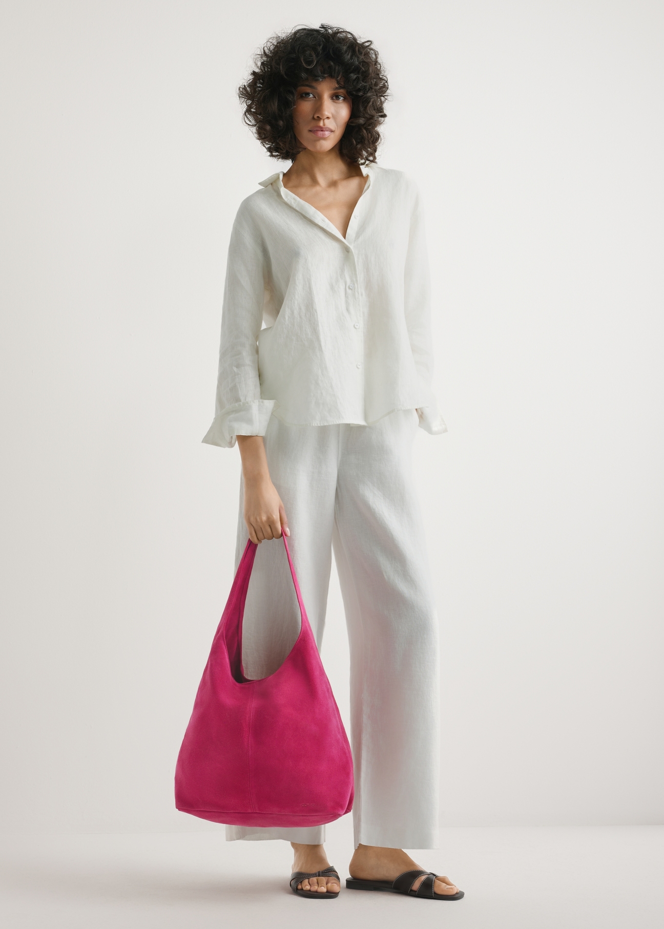 Dámska semišová shopperka fuchsiovej farby TORES-1177-5E(W26)