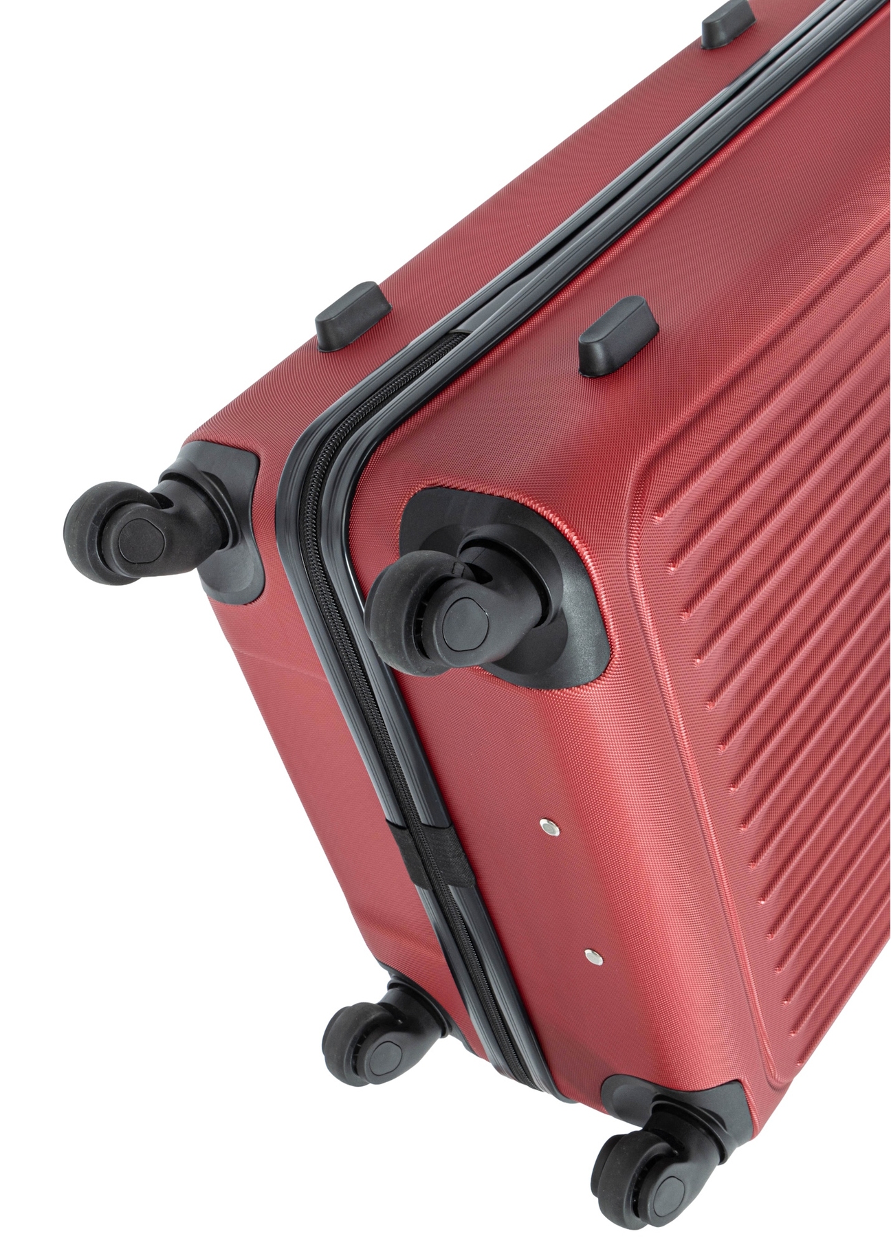 Sada kufrov na kolieskach WALAB-0082-4B(W26) s rozmermi 19"/24"/29", detailný záber na kolieska produktu na bielom pozadí.