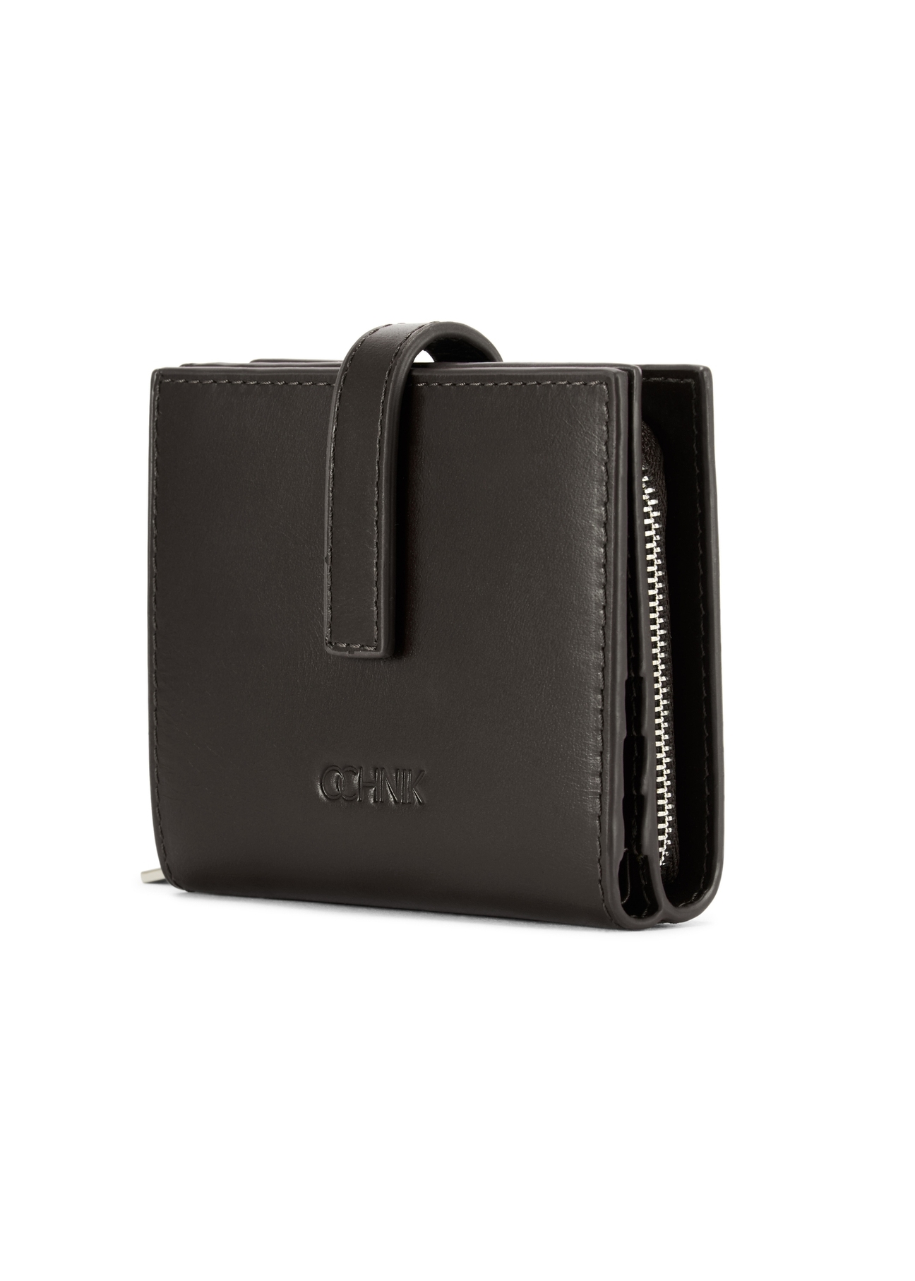 Čierna kožená dámska peňaženka PORES-0975-99(Z25), diagonálny pohľad na produkt na bielom pozadí.