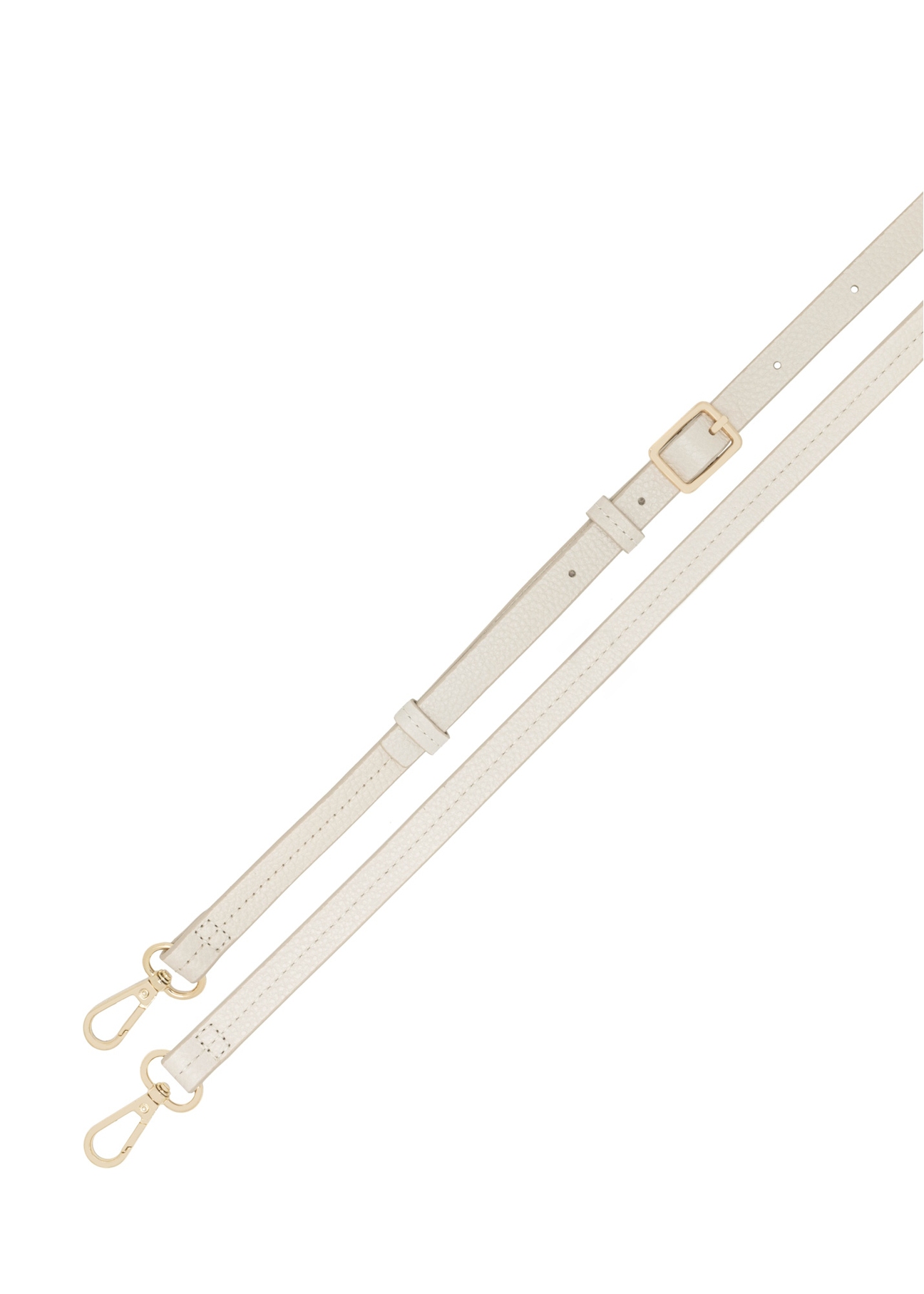 Kožená nákupná kabelka krémovej farby TORES-1272-0B(W26), pohľad na popruh produktu na bielom pozadí.