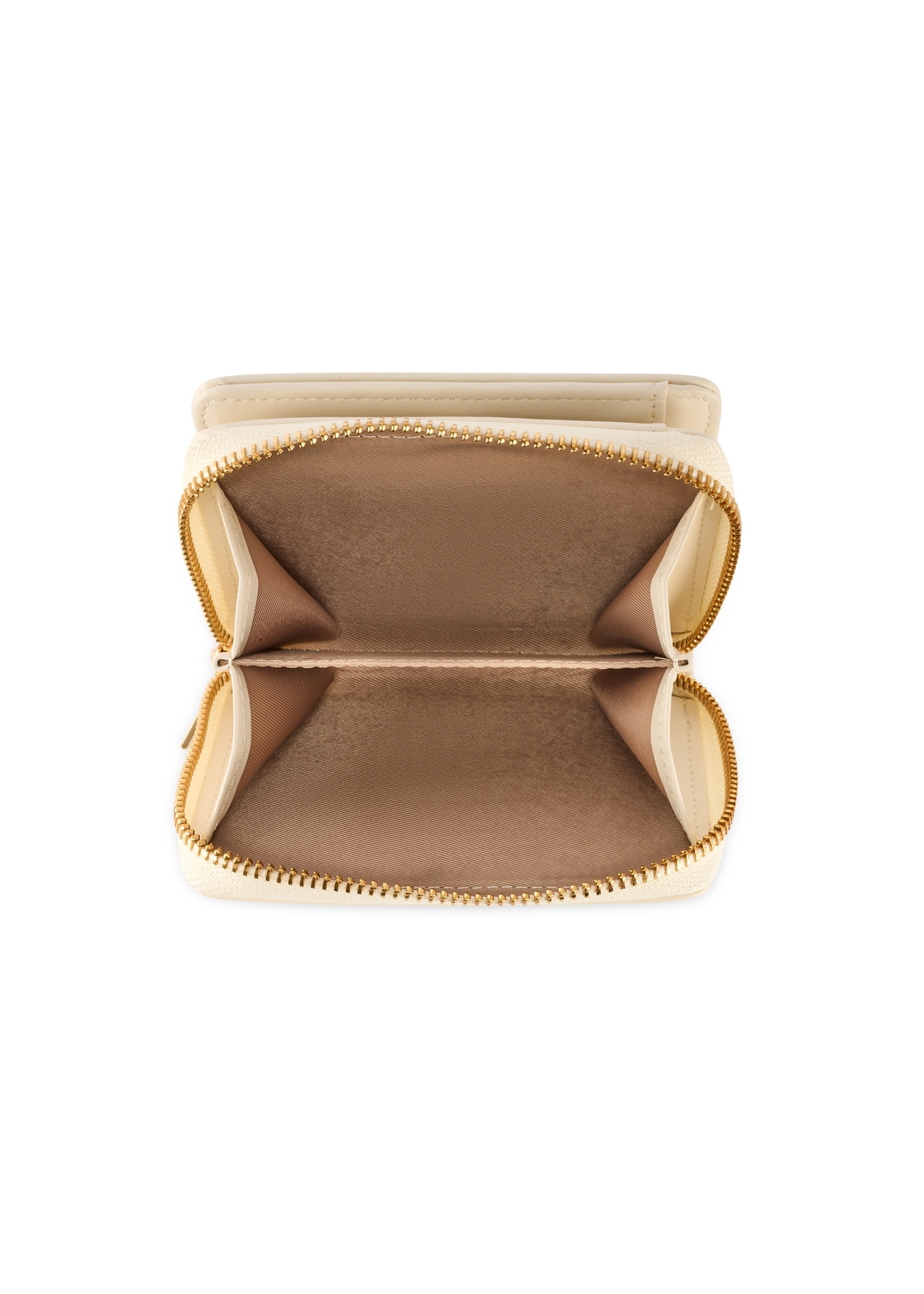 Dámska peňaženka strednej veľkosti v krémovej farbe POREC-0412-0B(W26), pohľad na produkt vo vnútri na bielom pozadí.