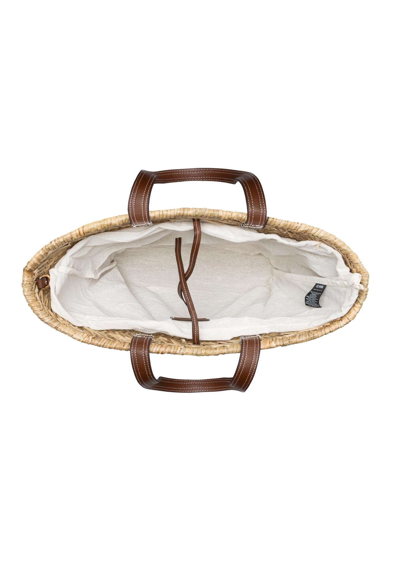 Dámska slamená nákupná taška TOREC-1219-1E(W26), pohľad na produkt vo vnútri na bielom pozadí.