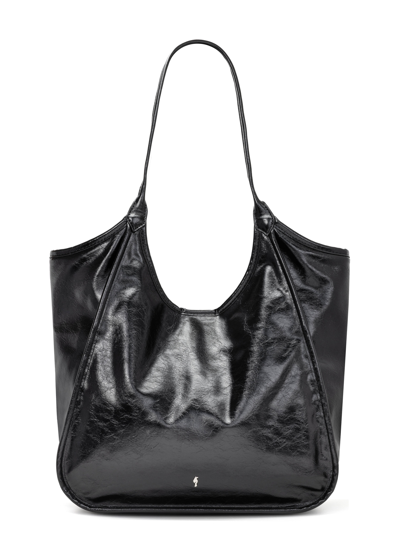 Čierna dámska nákupná kabelka TOREC-1122-9F(W26), pohľad spredu na bielom pozadí.