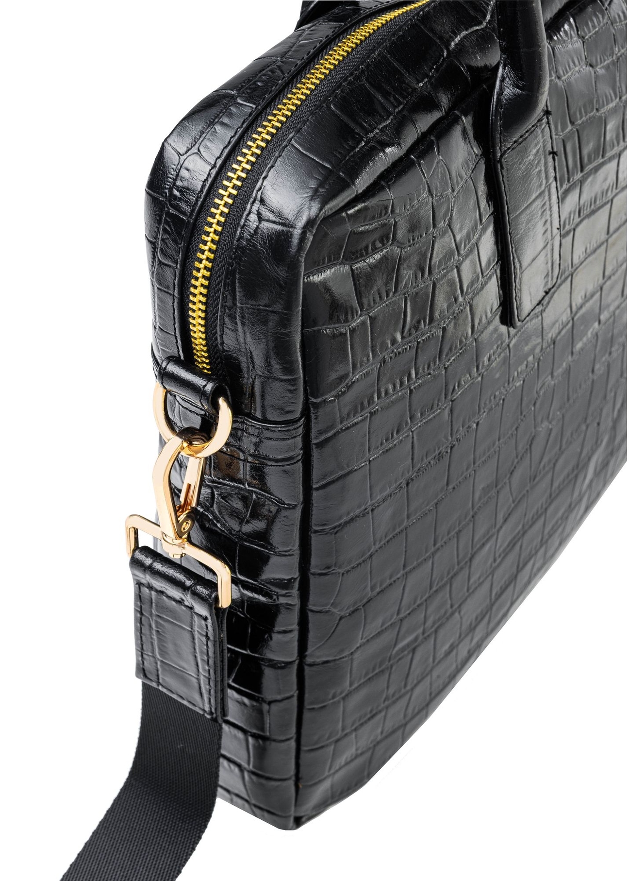 Kožená elegantná dámska kabelka z krokodílej kože TORES-1128E-99(Z25), detail produktu na bielom pozadí.