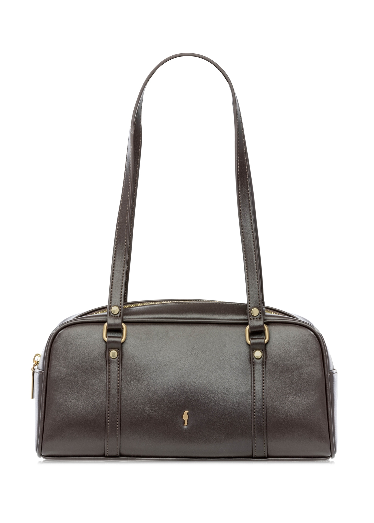 Tmavohnedá taška cez rameno TOREC-1233-1I(W26), pohľad spredu na bielom pozadí.