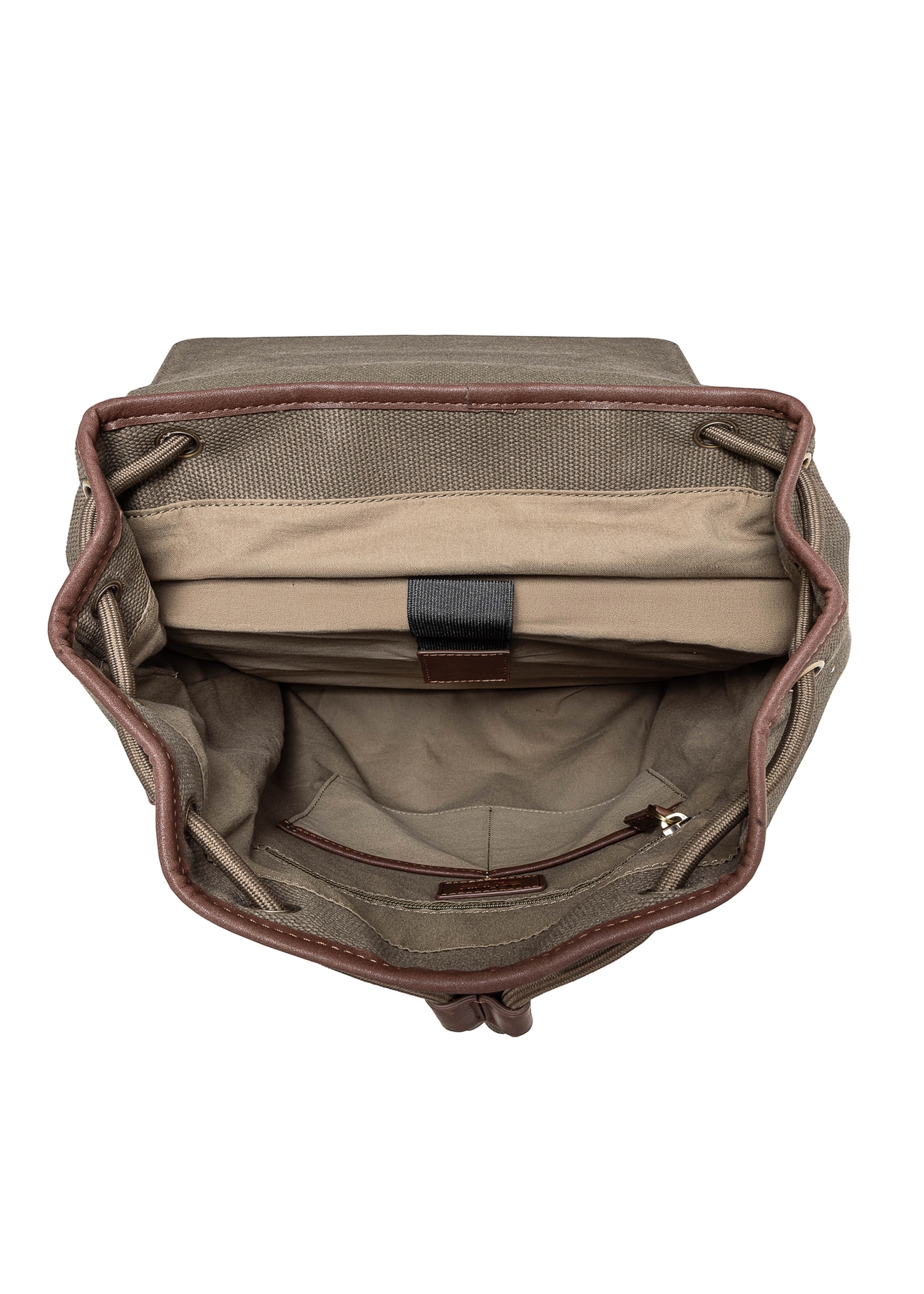 Pánsky khaki batoh TORMN-0371-55(Z25), pohľad na produkt zvnútra na bielom pozadí.