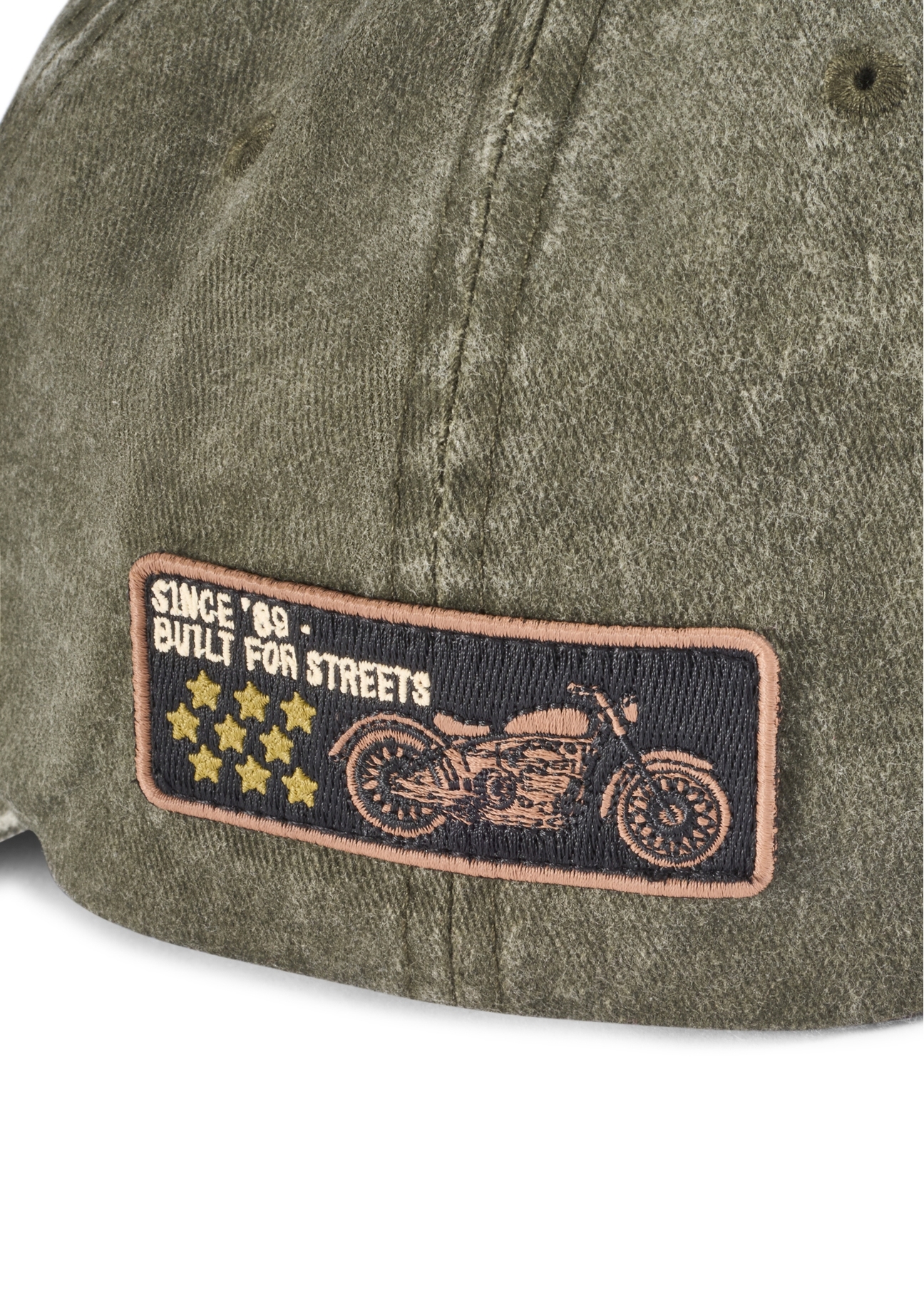 Khaki unisex baseballová šiltovka CZALT-0019-8D(W26) - detailný záber, na bielom pozadí.