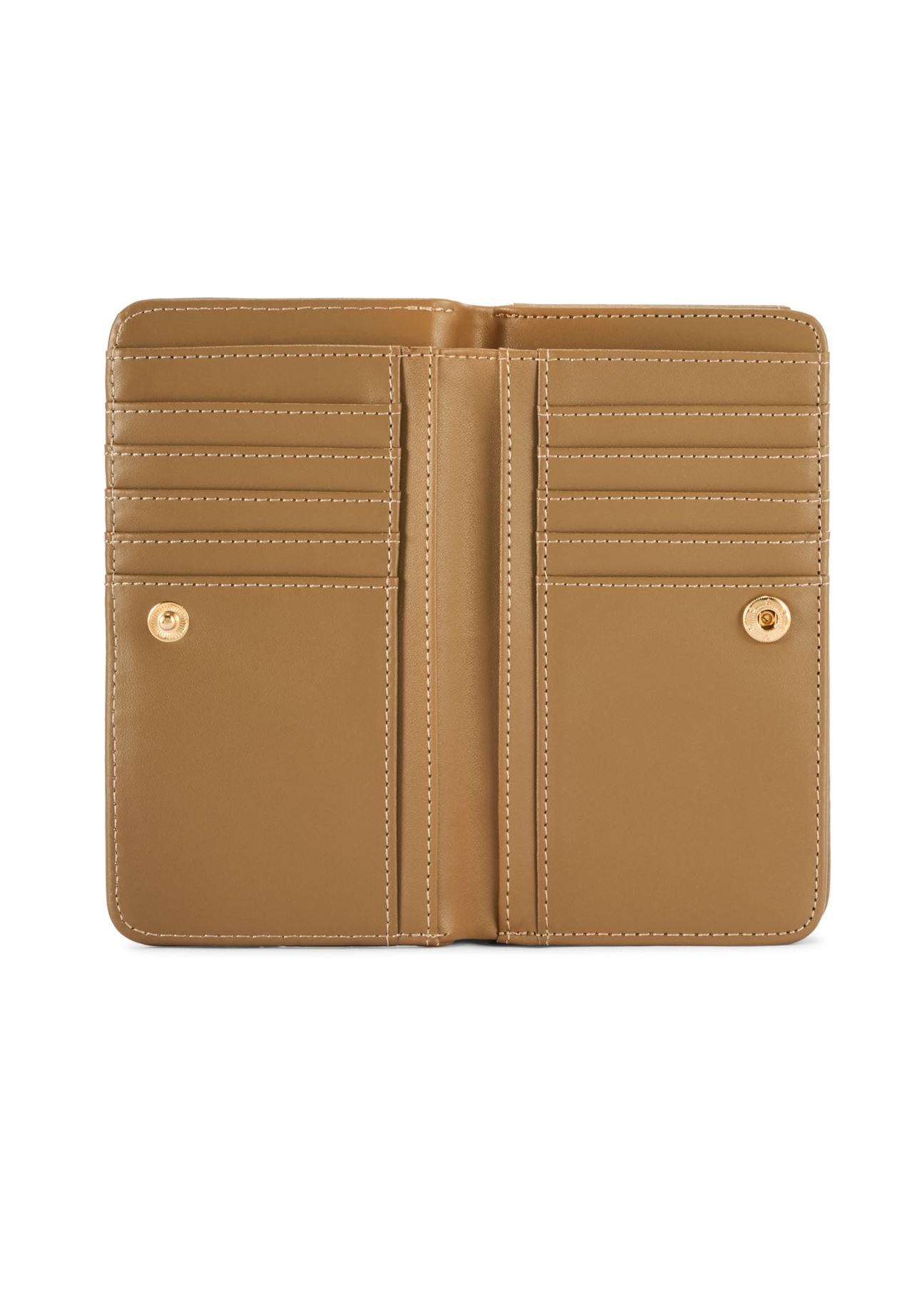 Béžová dámska peňaženka s monogramom POREC-0348A-81(Z25), pohľad na produkt vo vnútri na bielom pozadí.