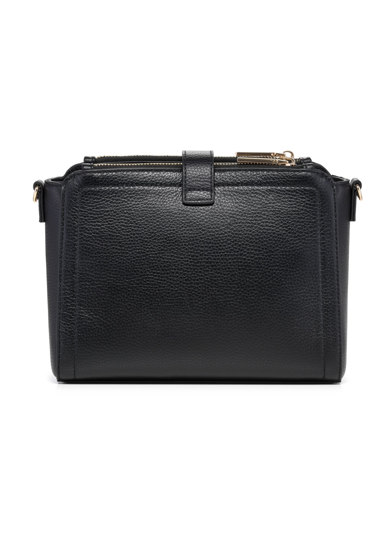 Kožená čierna kabelka cez rameno TORES-1275-9I(W26) - pohľad zozadu na produkt na bielom pozadí.