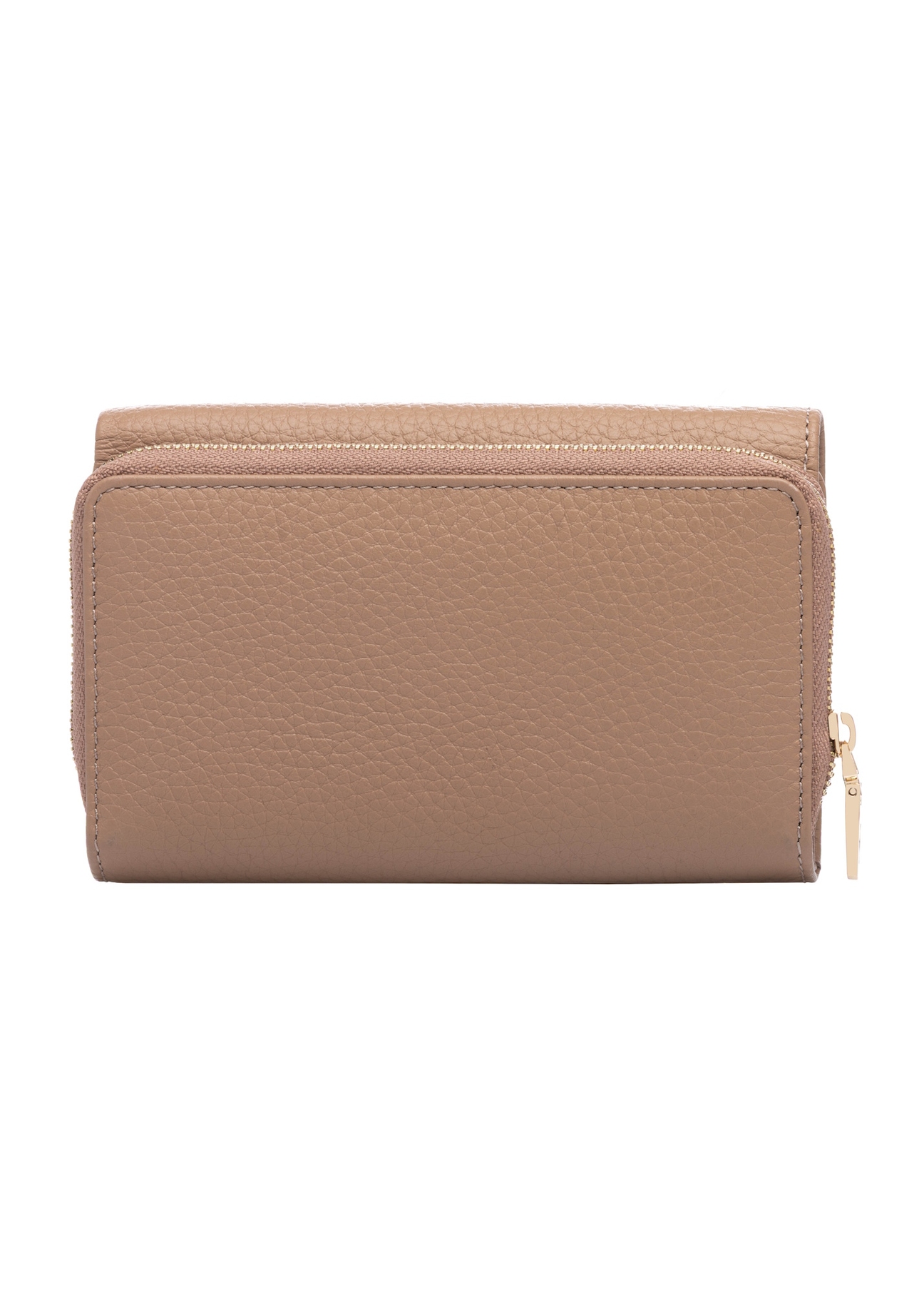 Veľká ružová kožená dámska peňaženka PORES-0801H-5D(W26), pohľad na produkt zozadu na bielom pozadí.