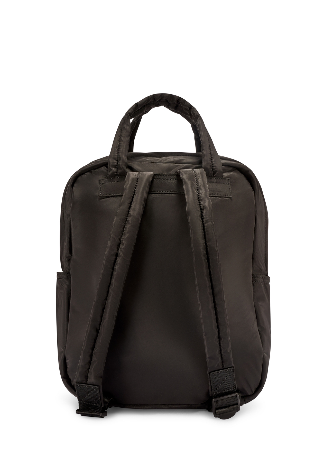 Čierny nylonový dámsky batoh TOREN-0341-99(W26), pohľad na produkt zozadu na bielom pozadí.