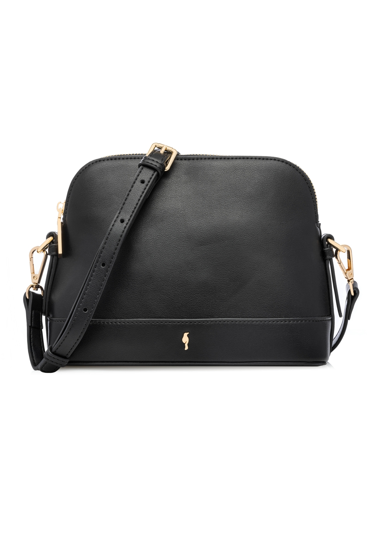 Čierna dámska kabelka cez rameno TOREC-1180-99(W26) - pohľad spredu na produkt, na bielom pozadí.