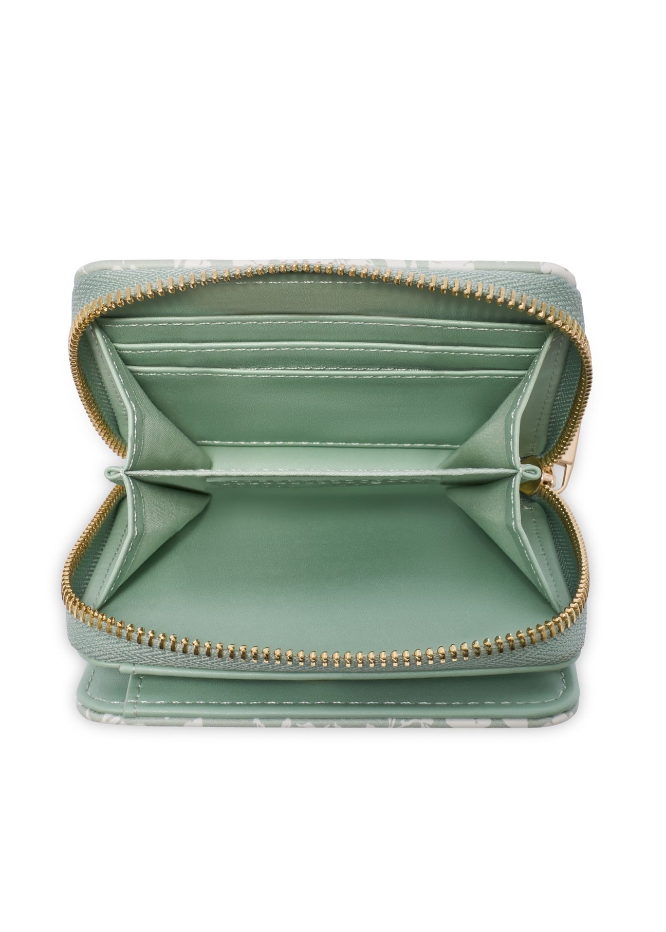 Malá dámska peňaženka s kvetinovým vzorom POREC-0366-8P(W26) - pohľad na produkt zhora, na bielom pozadí.