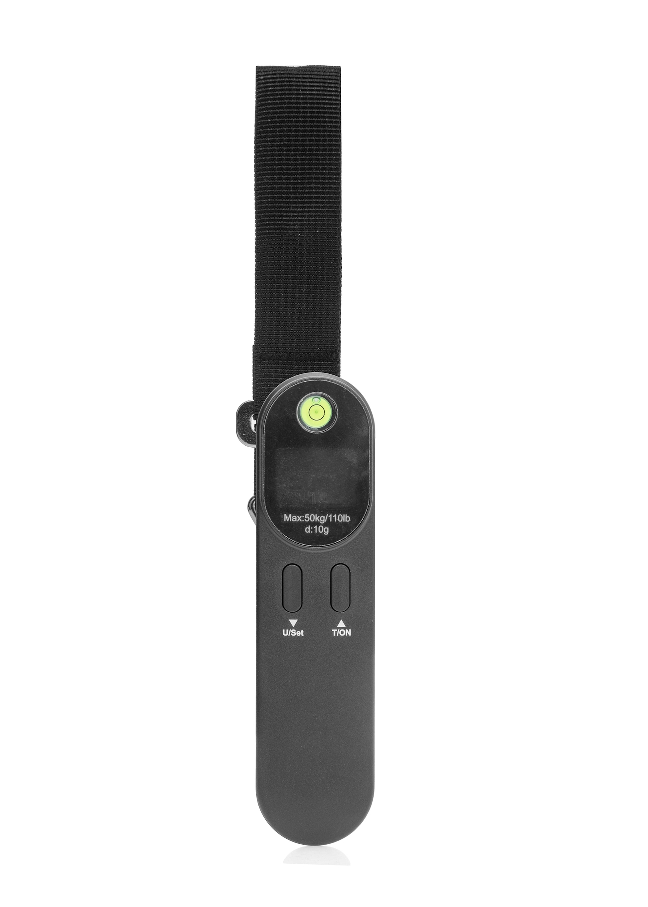 Digitálna váha na batožinu AW-010-0002-99(W25), čelný pohľad na produkt bez obalu na bielom pozadí.
