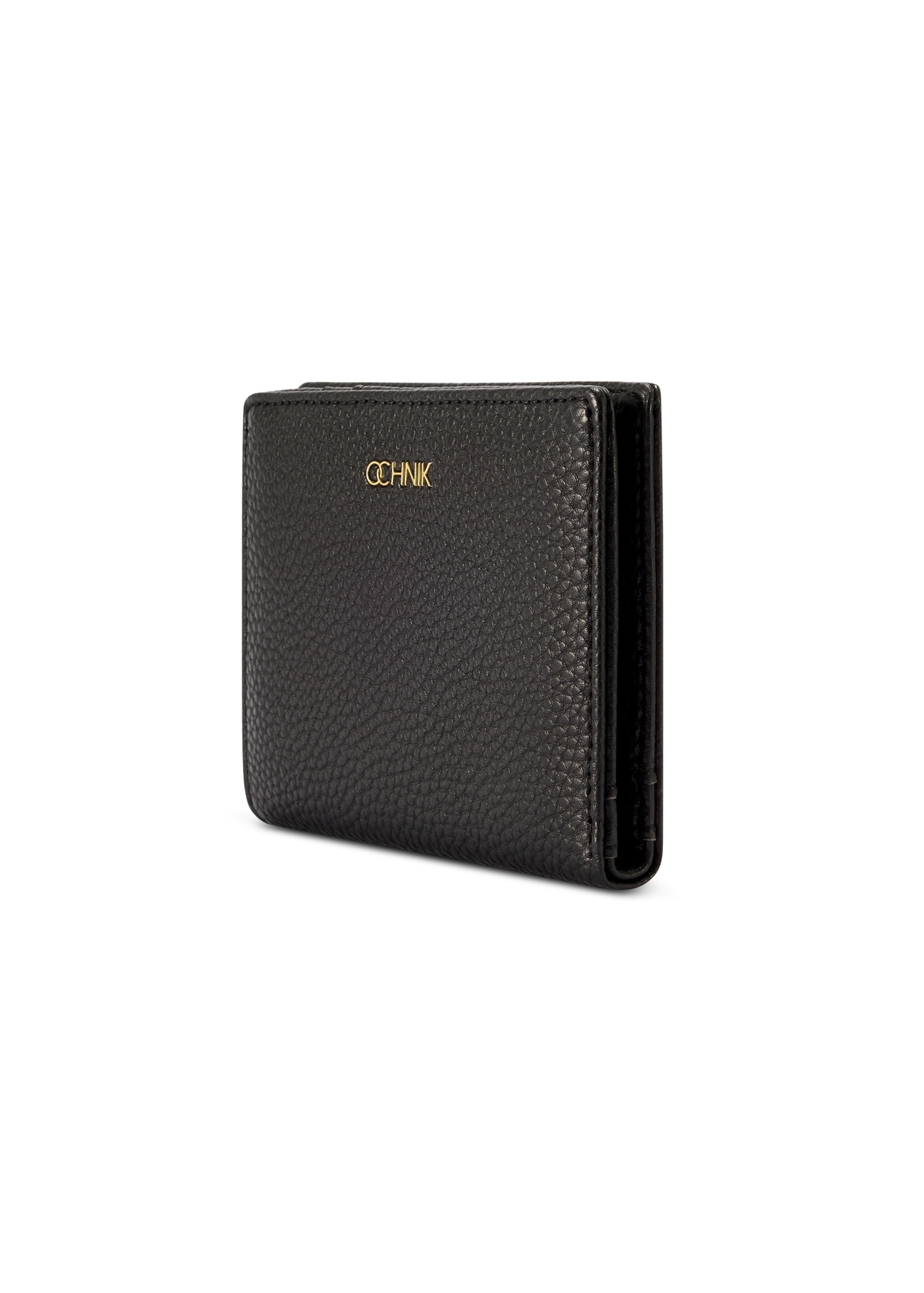 Malá čierna dámska peňaženka POREC-0415-99(W26), diagonálny pohľad na produkt na bielom pozadí.