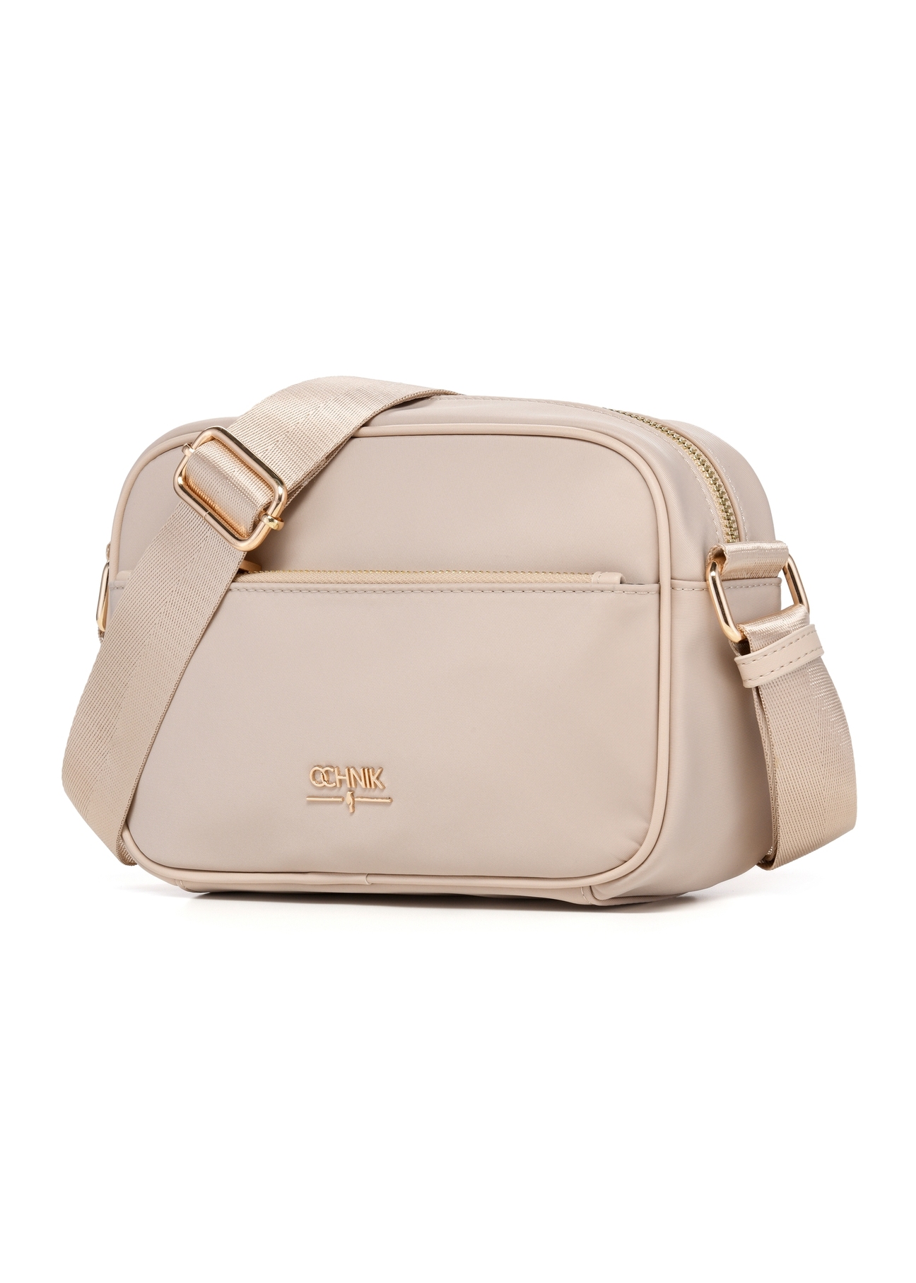 Dámska svetloružová nylonová taška cez rameno TOREN-0309-5A(W26), diagonálny pohľad na produkt na bielom pozadí.