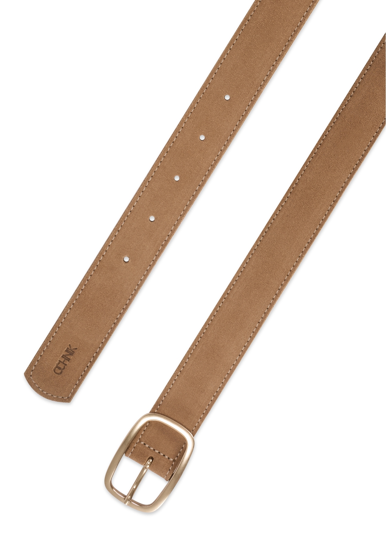 Dámsky kožený opasok béžovej farby PASDS-0339-1B(W26), pohľad na sponu produktu na bielom pozadí.