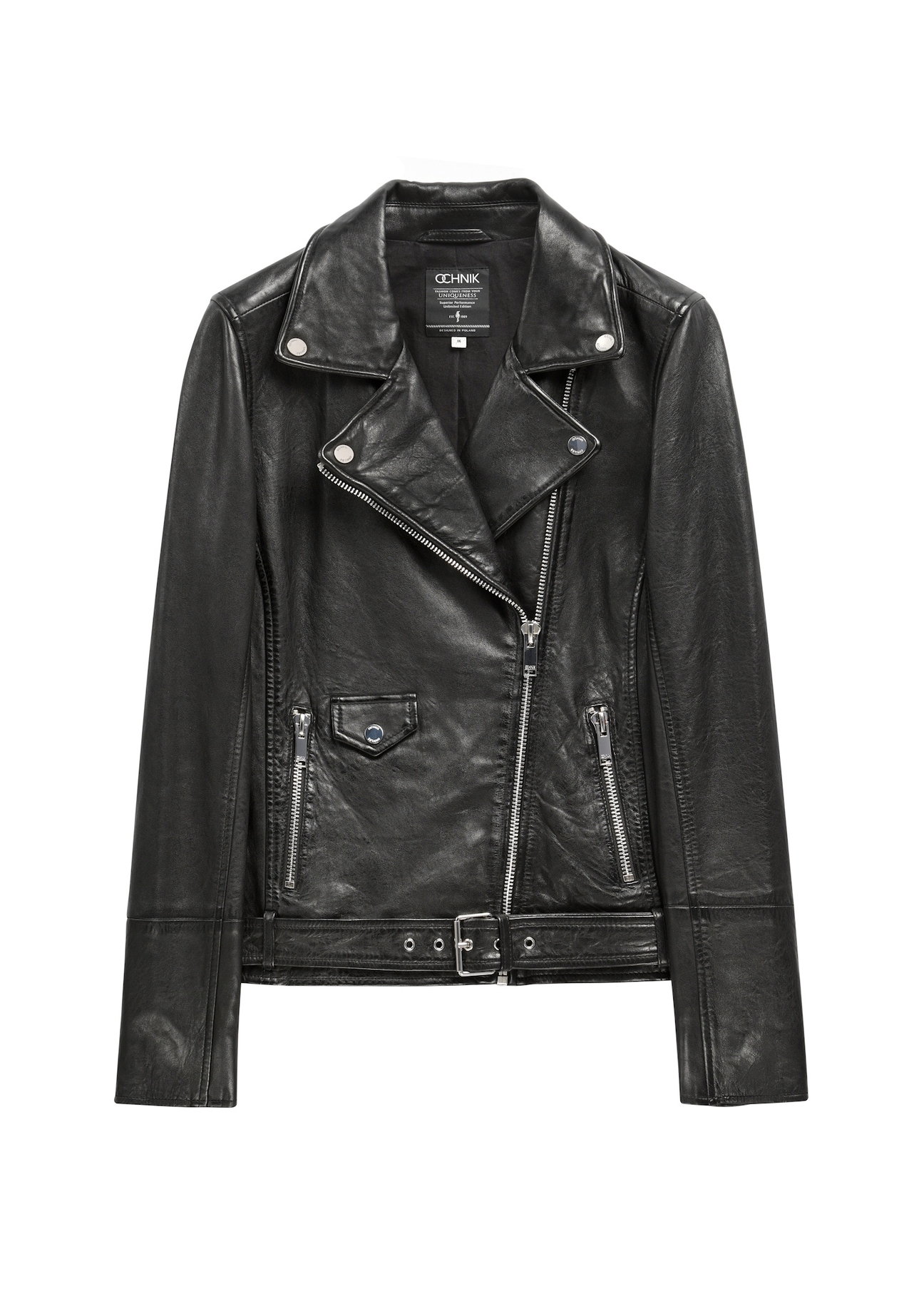 Dámska kožená bunda v čiernej farbe KURDS-0184-99(KS)