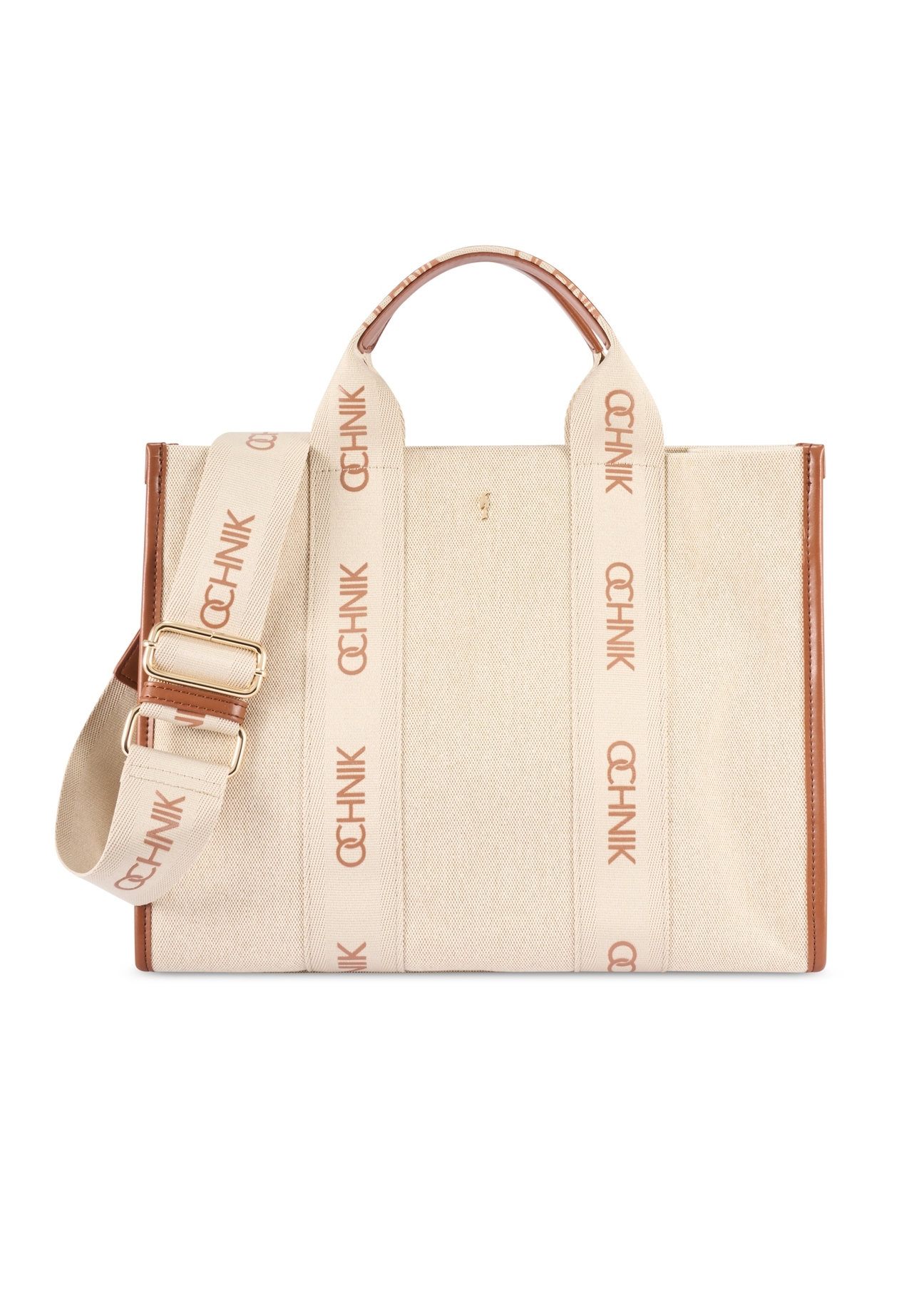 Béžová dámska taška TOREN-0288A-1E(W26), pohľad spredu na bielom pozadí.