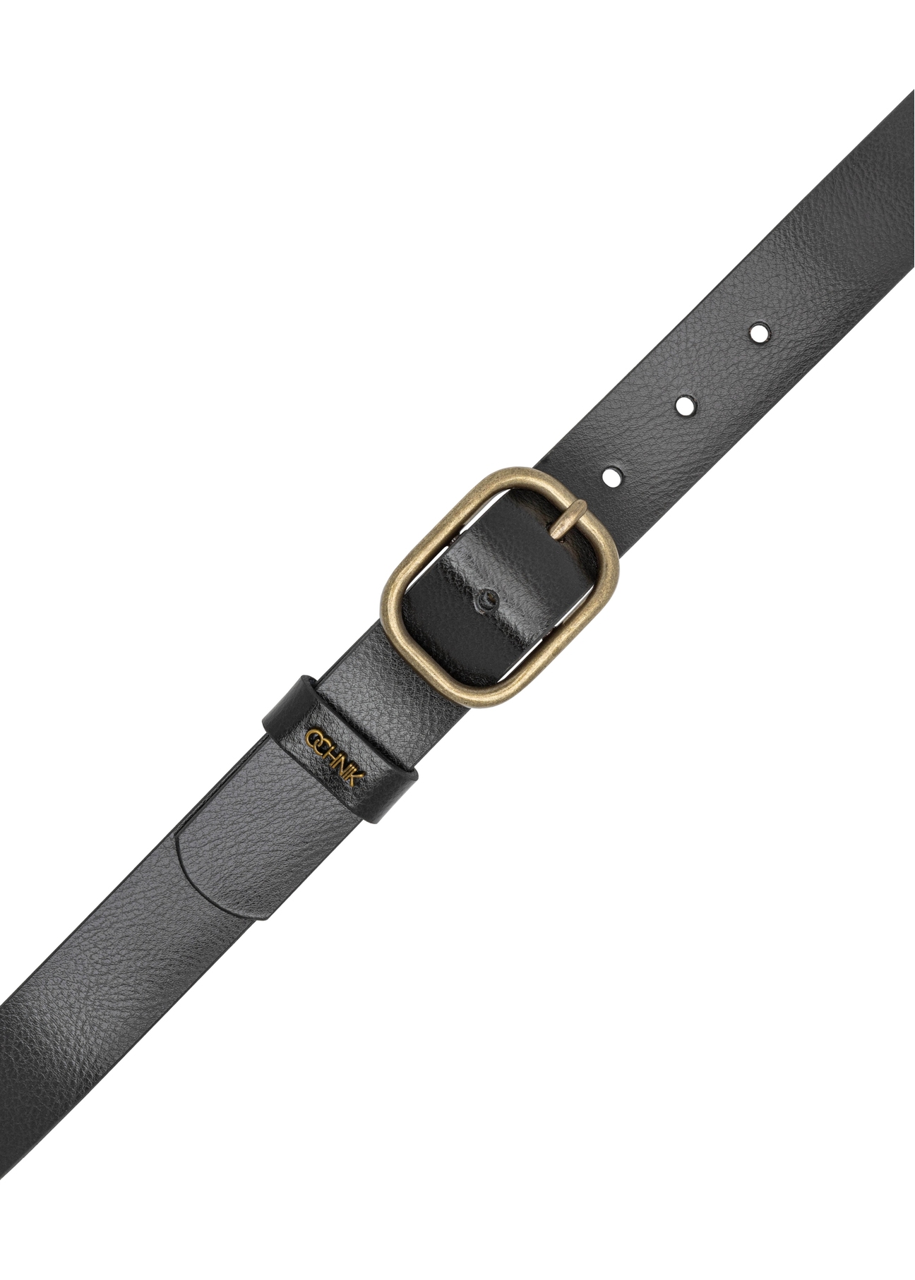 Dámsky čierny kožený opasok PASDS-0335-99(W26), pohľad zhora na produkt na bielom pozadí.