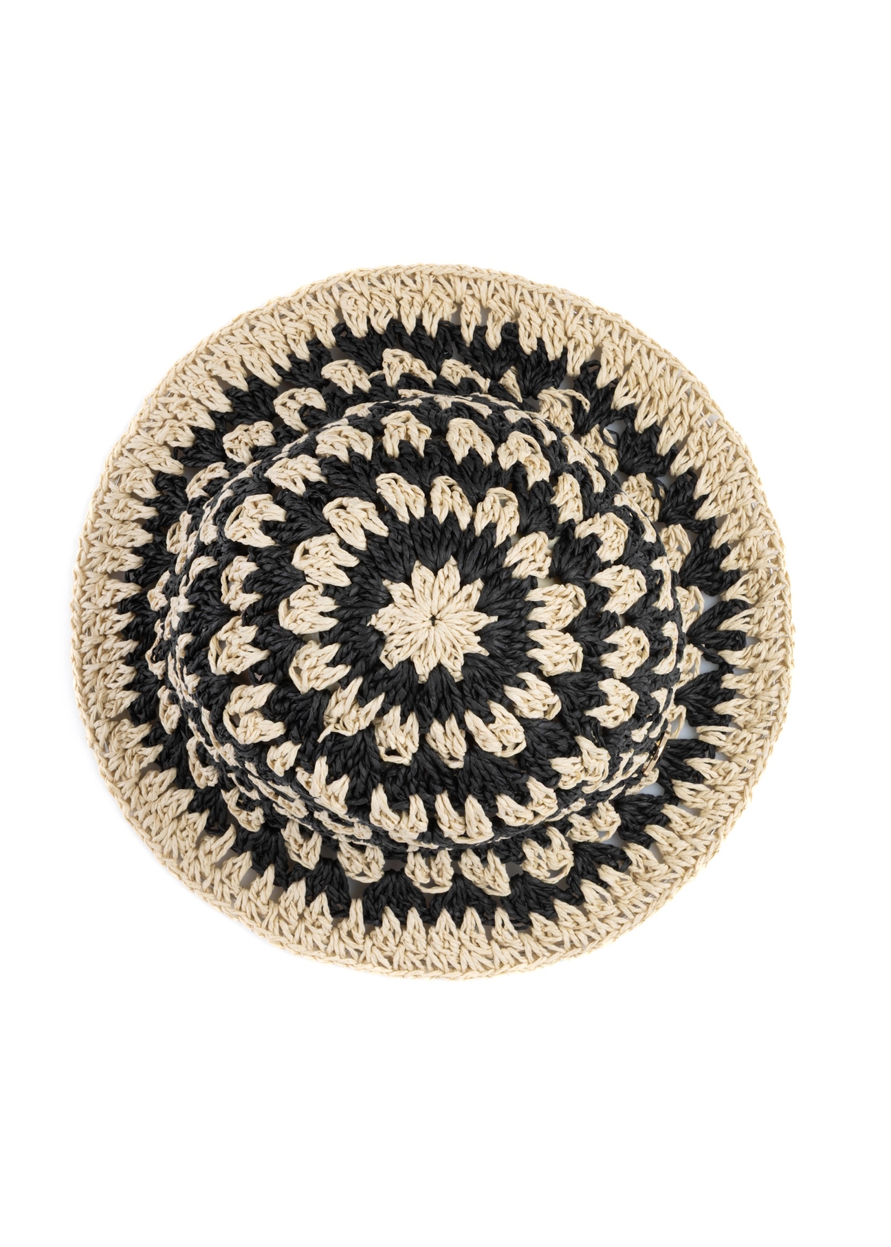 Dámsky slamený klobúk KAPDT-0048-1H(W26), pohľad na produkt zhora na bielom pozadí.