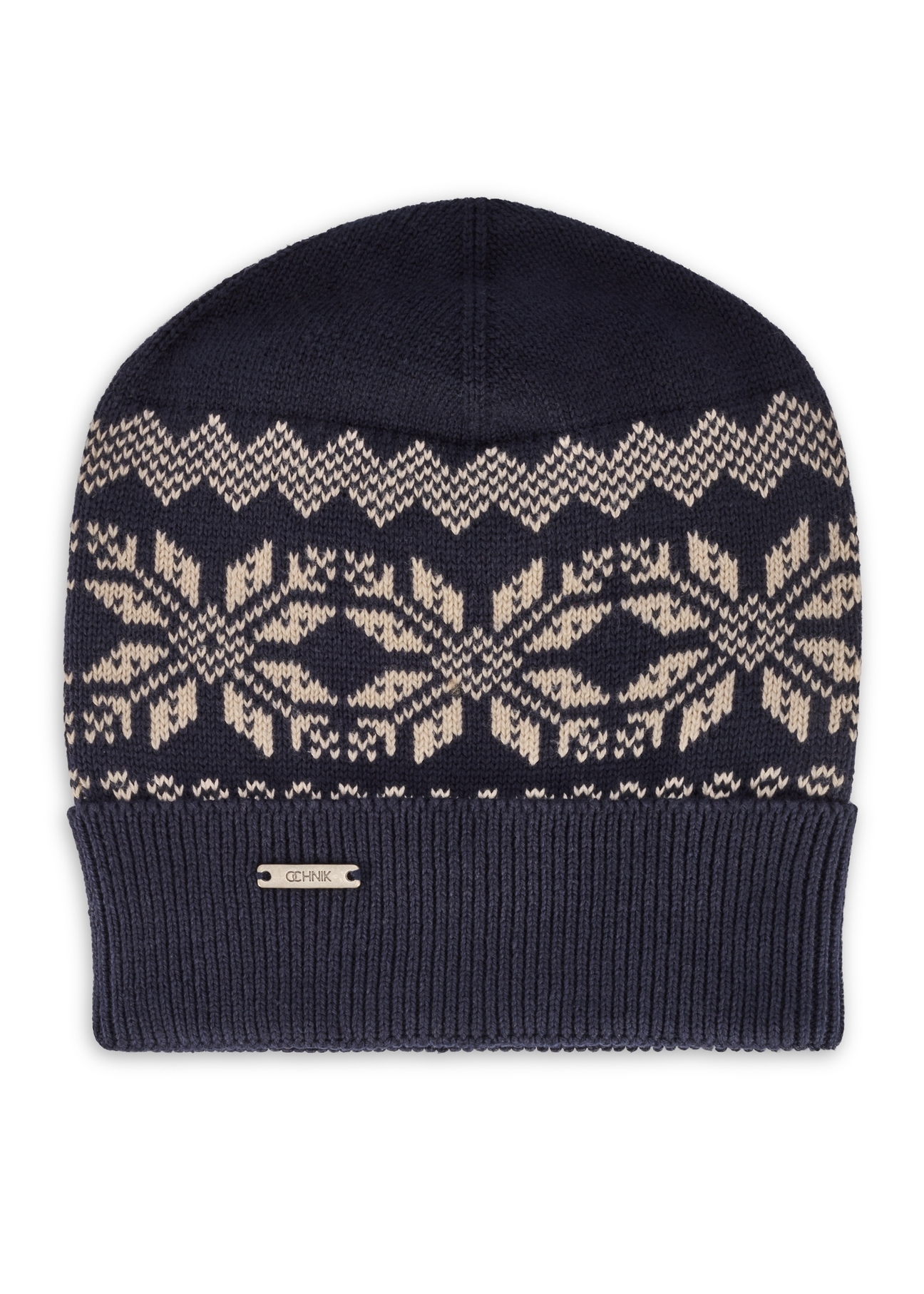 Pánska bavlnená čiapka v námorníckej modrej farbe CZAMT-0090-69(Z25), pohľad na produkt spredu na bielom pozadí.