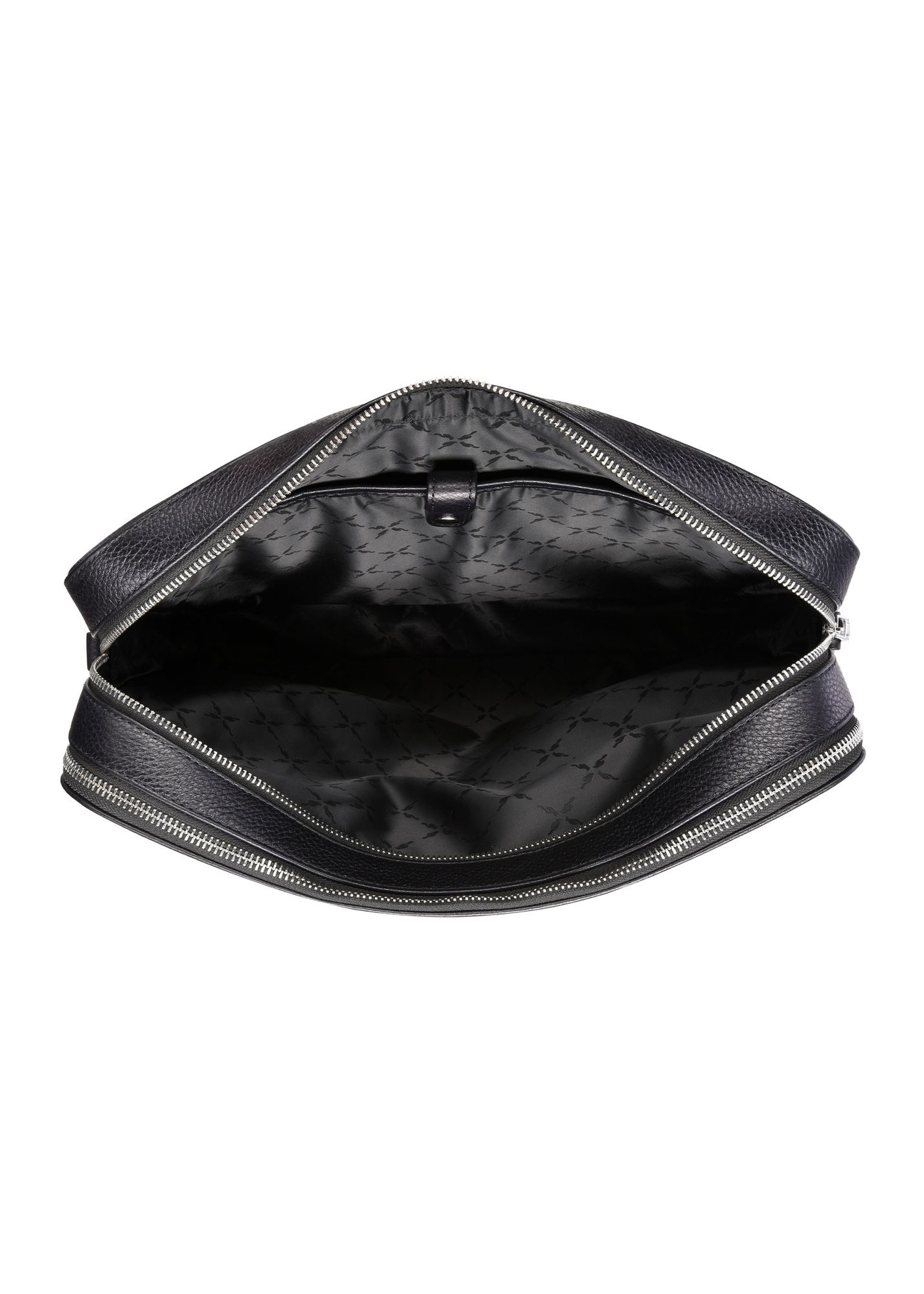 Čierna kožená taška na notebook TORES-1222-99-9I(W26) - pohľad zhora na produkt na bielom pozadí.