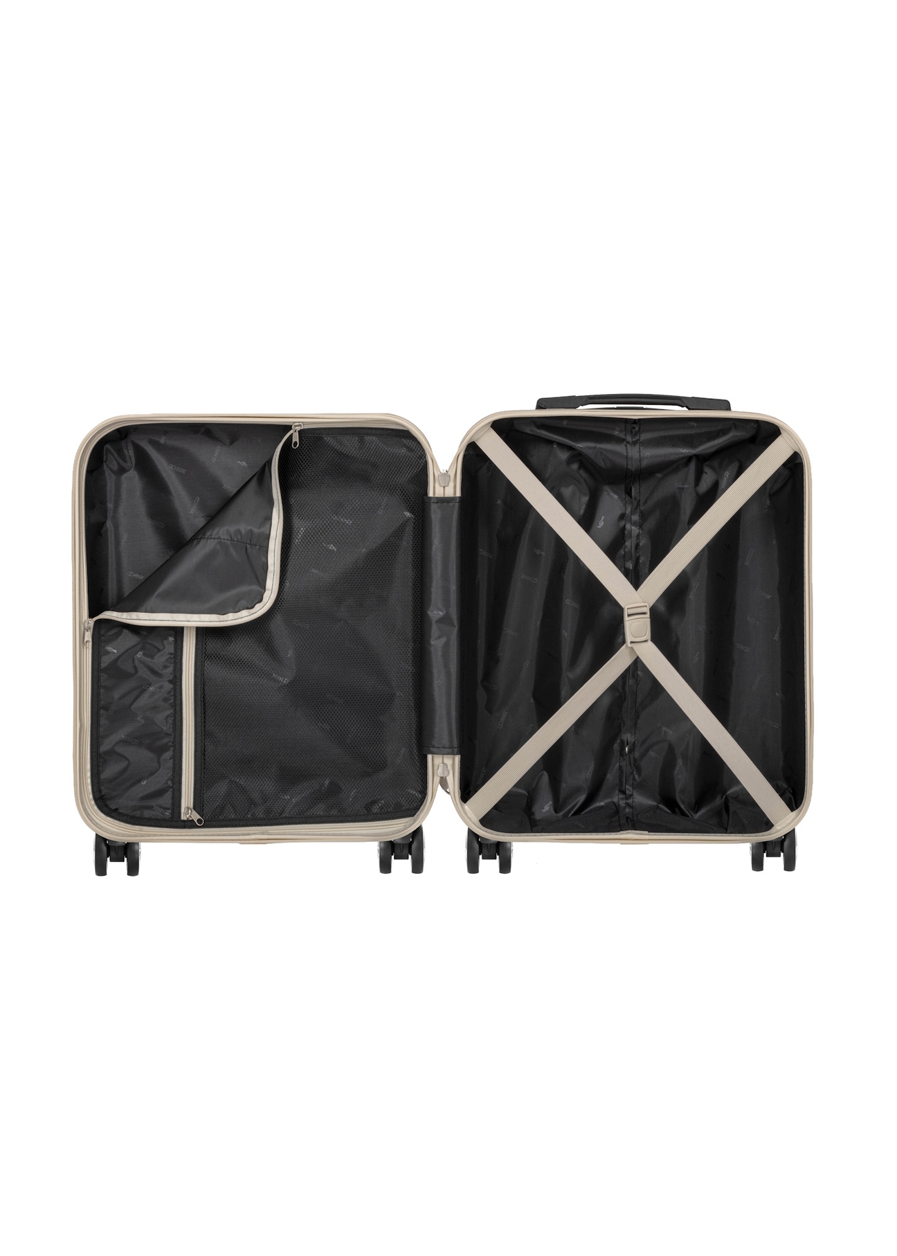 Malý kufor na kolieskach WALAB-0040-0C-19(W26), pohľad na produkt vo vnútri na bielom pozadí.