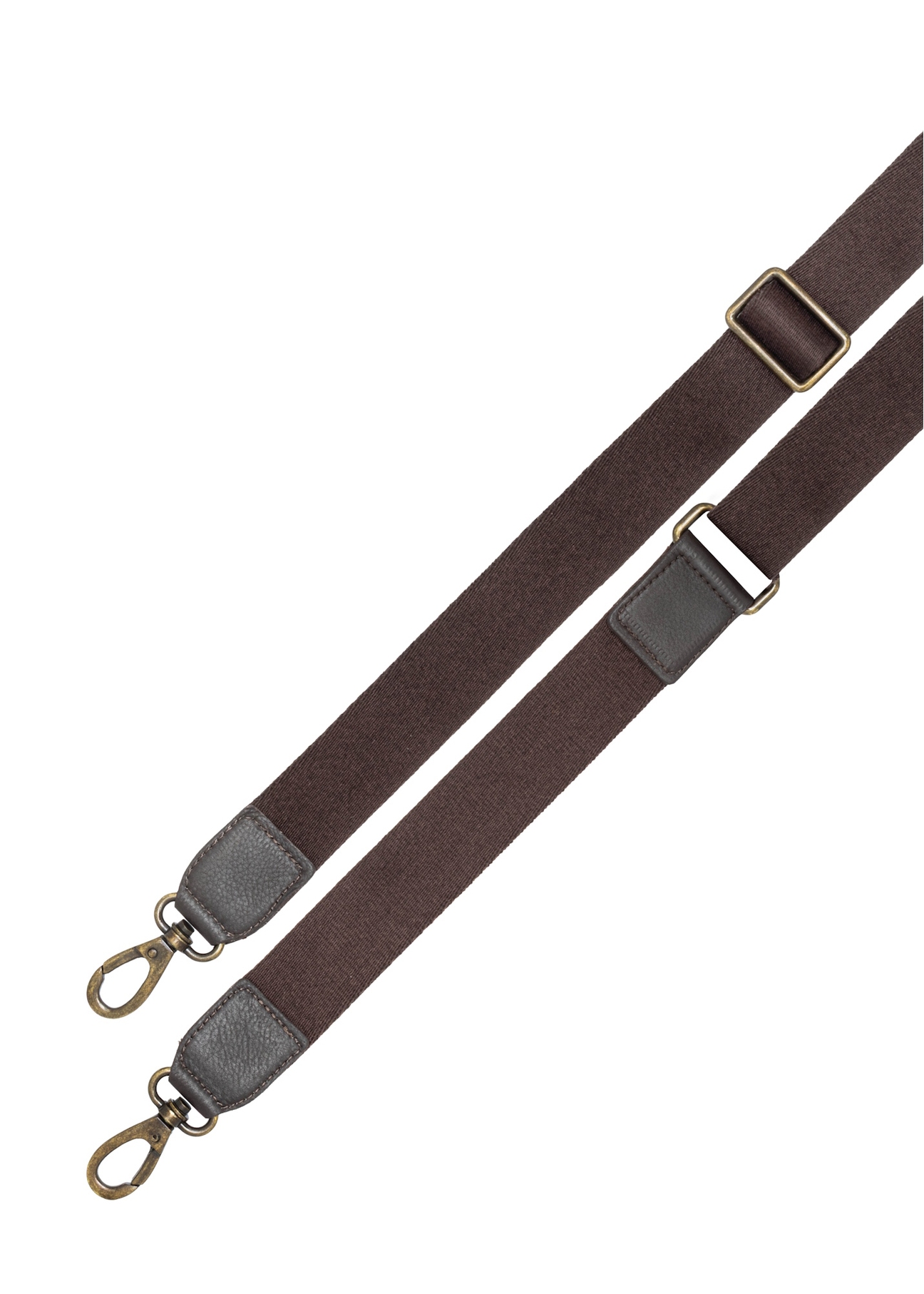 Pánska kožená taška na notebook hnedej farby TORMS-0522-1H(Z26), pohľad na popruh produktu na bielom pozadí.