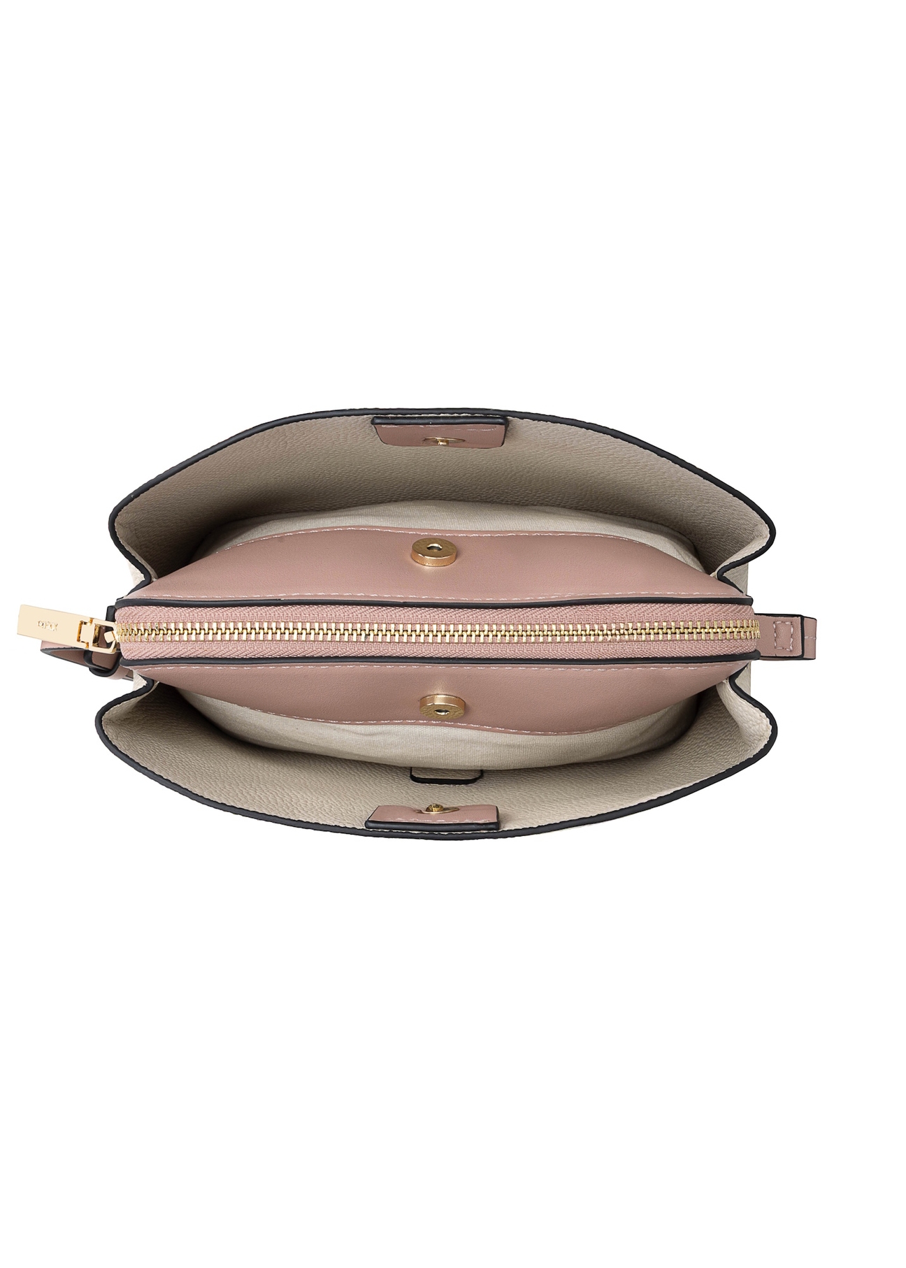 Krémová malá dámska kabelka TOREC-0768-0P(W26), pohľad na produkt vo vnútri na bielom pozadí.