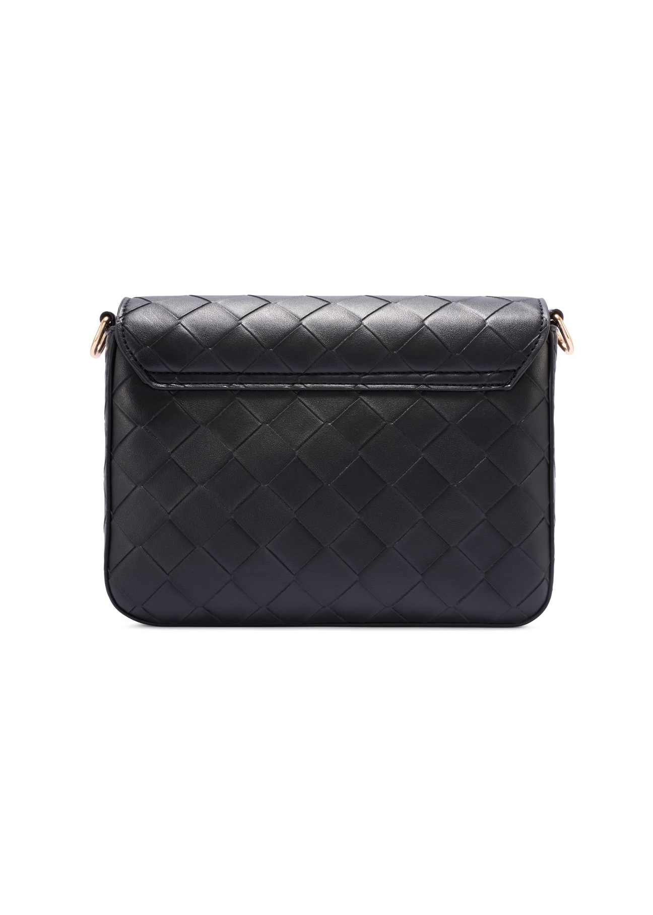 Čierna tkaná dámska kabelka TOREC-0767-9P(W26) - pohľad na produkt zozadu, na bielom podklade.