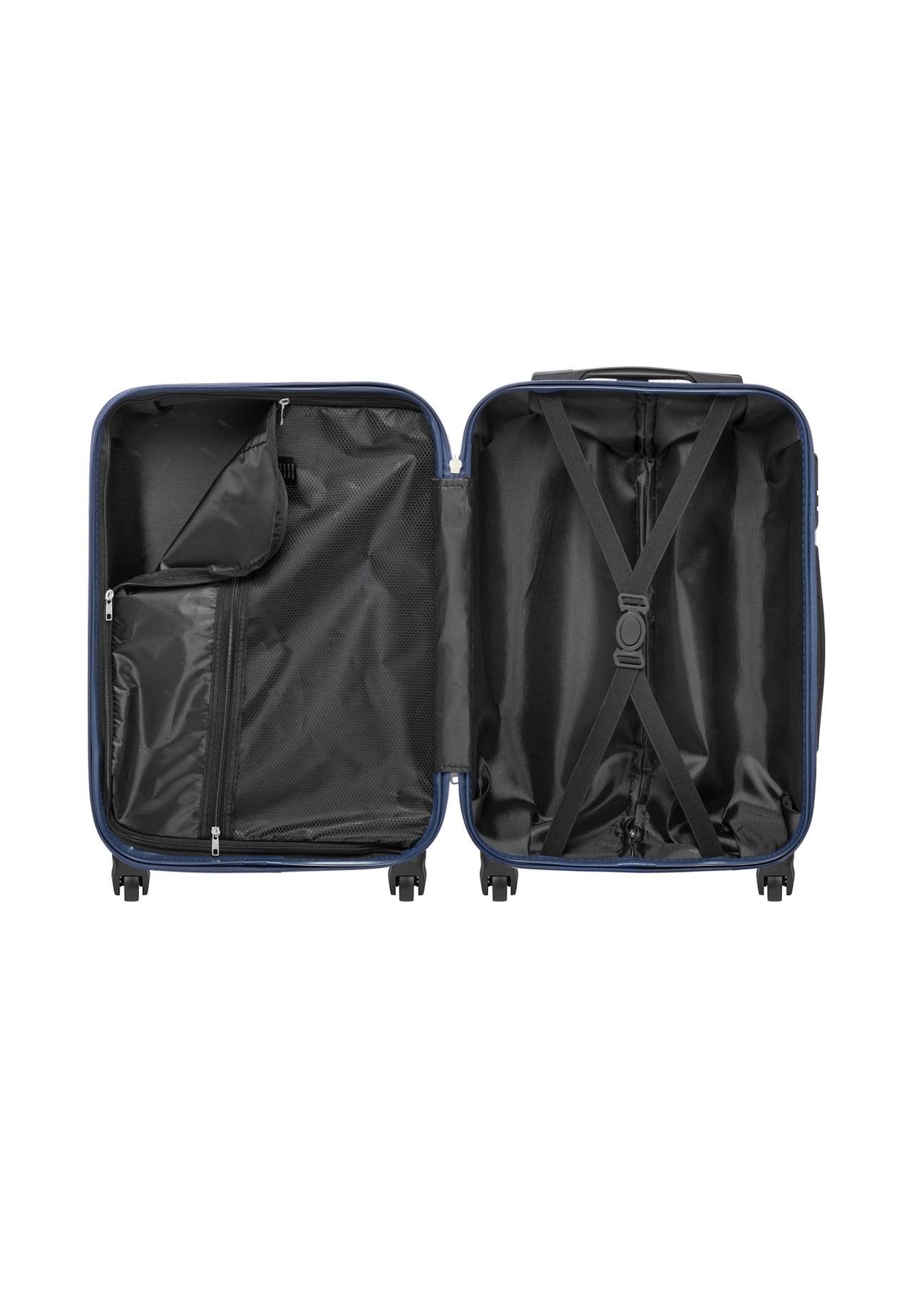 Malý kufor na kolieskach WALAB-0077-7D-19(W26), pohľad na produkt vo vnútri na bielom pozadí.