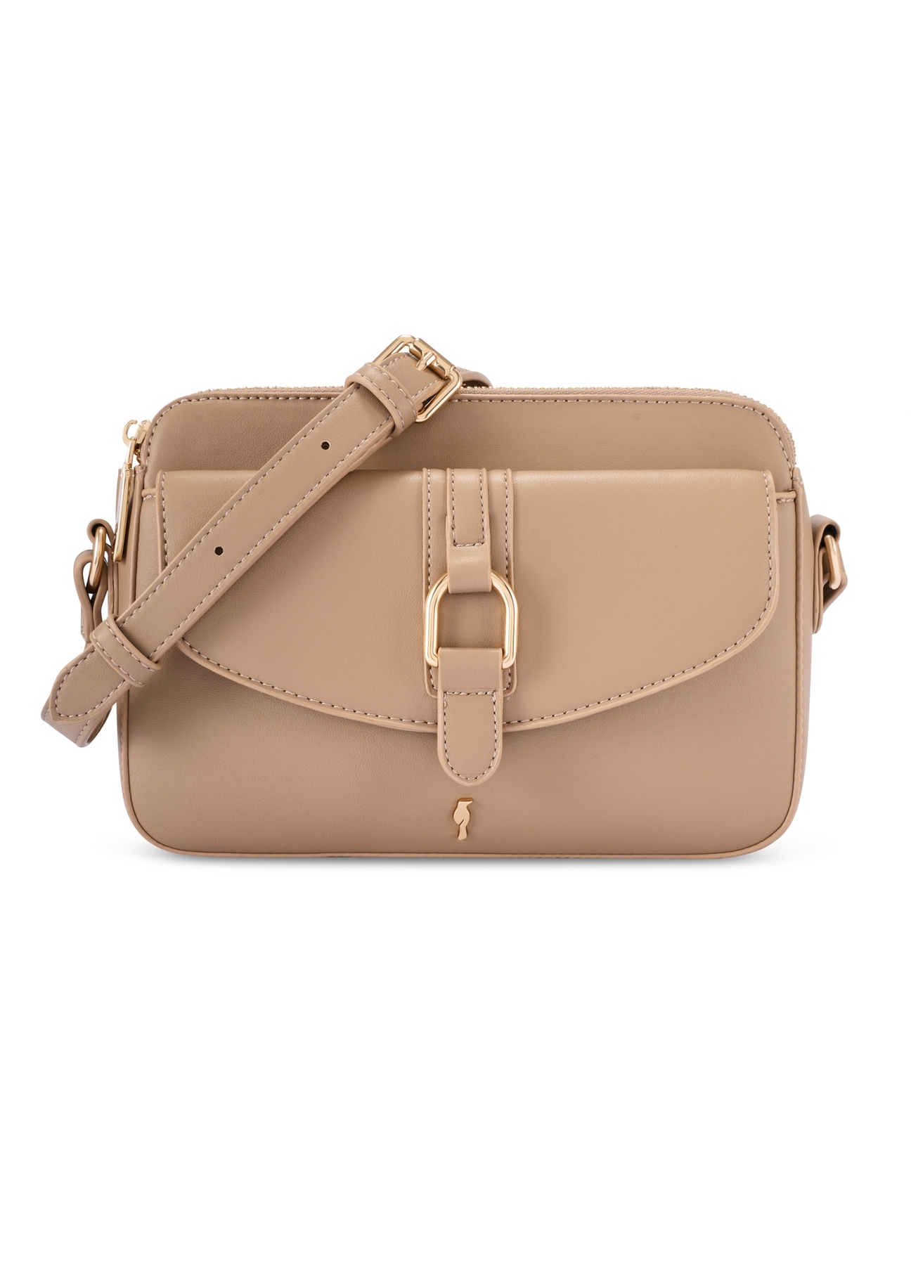 Béžová malá dámska kabelka TOREC-1175-1D(W26) - pohľad na produkt spredu, na bielom pozadí.