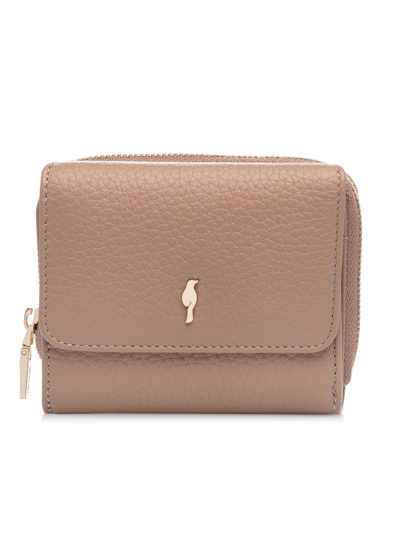 Malá ružová kožená dámska peňaženka PORES-0802H-5D(W26), pohľad spredu na bielom pozadí.