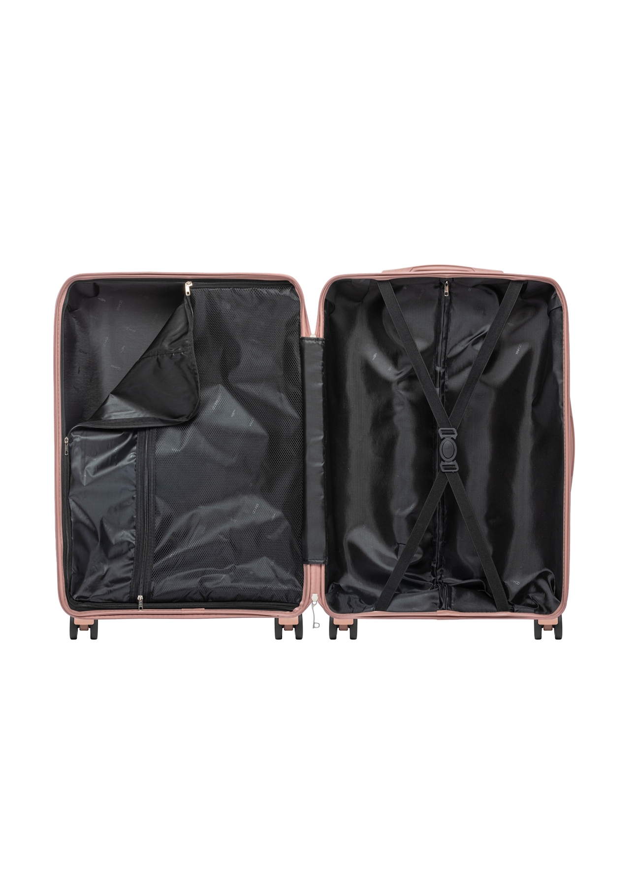 Stredný kufor na kolieskach WALPP-0024-5B-24(W26), pohľad na produkt zvnútra na bielom pozadí.